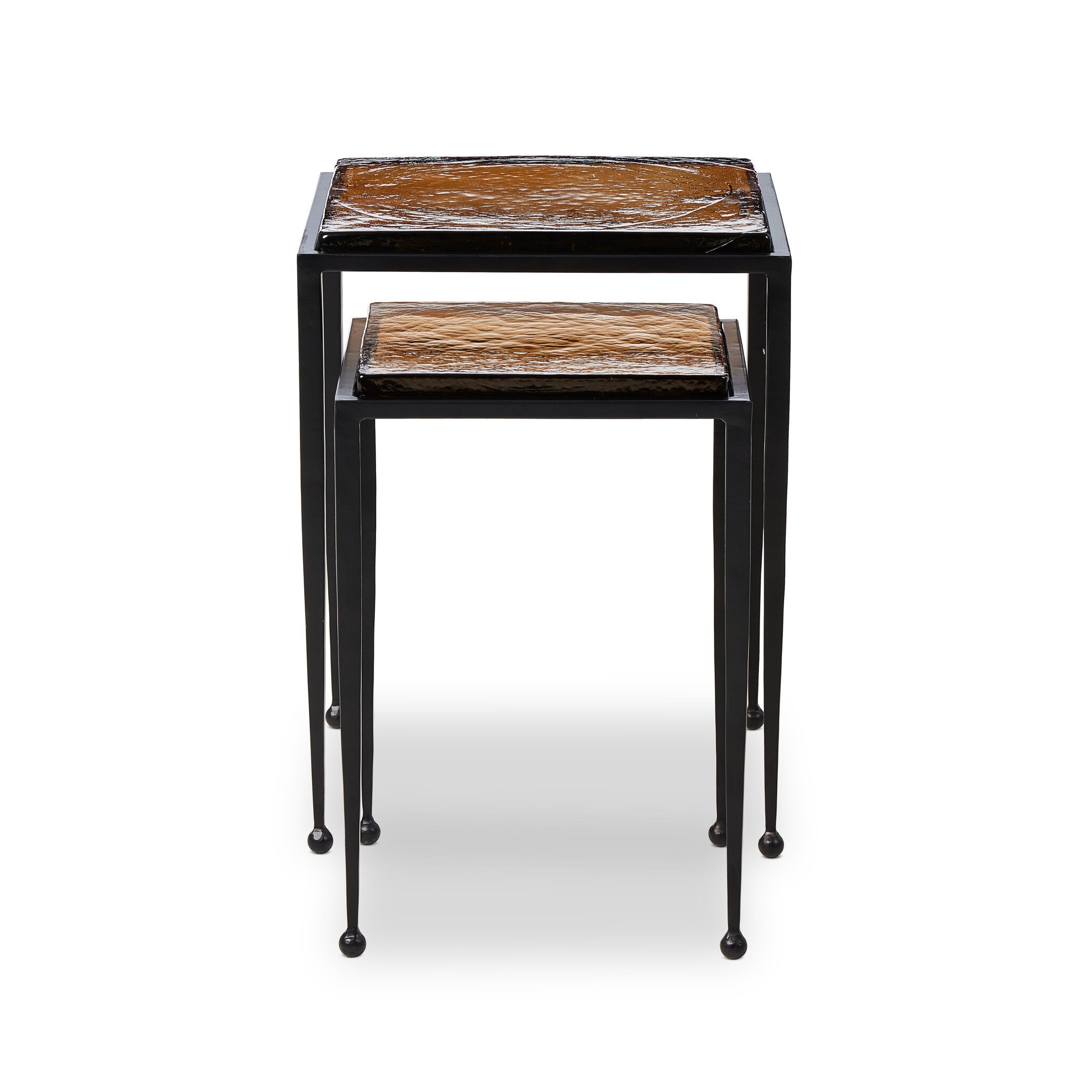Four Hands Furniture Dalston Nesting End Table Set - Amber Cast Glass 239742-002