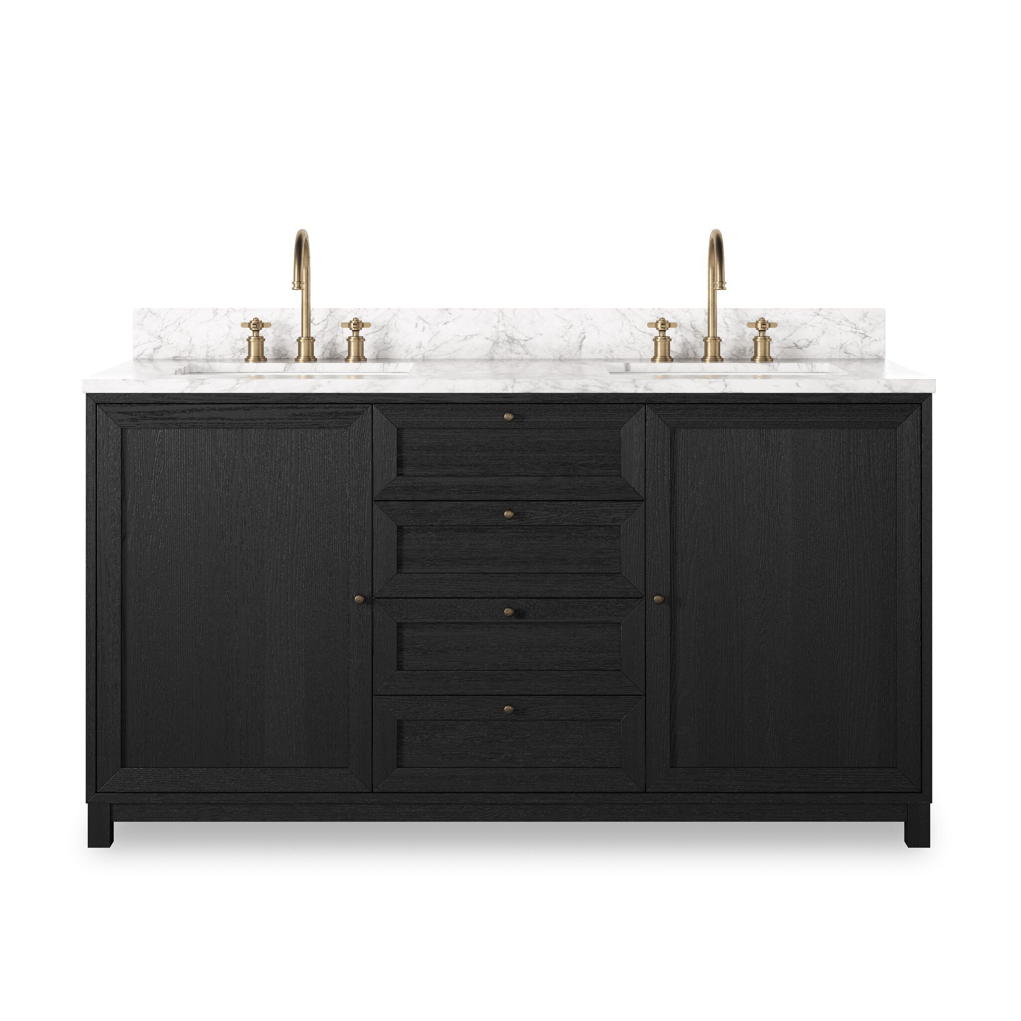 Four Hands Furniture Millie Double Vanity - Satin Drifted Black Veneer 242425-001