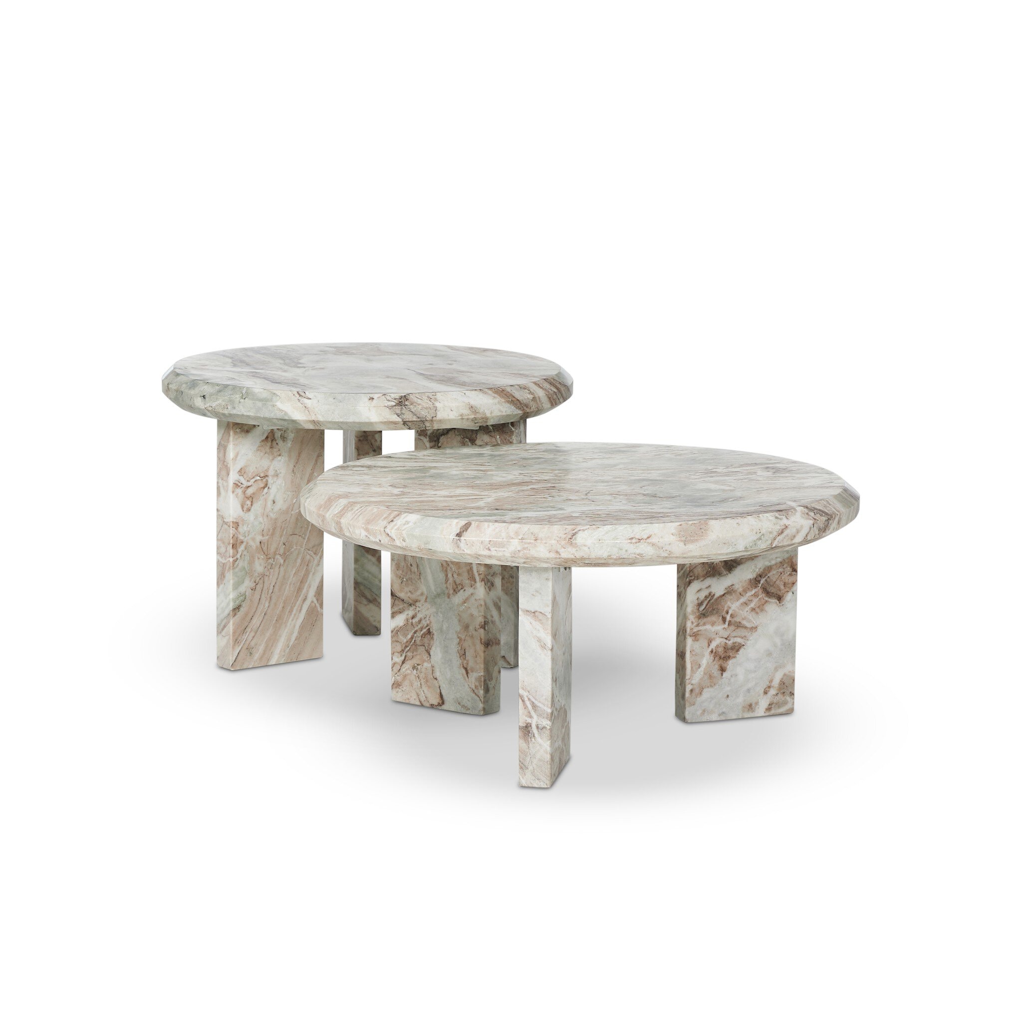 Four Hands Furniture Dakota Nesting Coffee Table - Creamy Taupe Marble Solid 243965-001