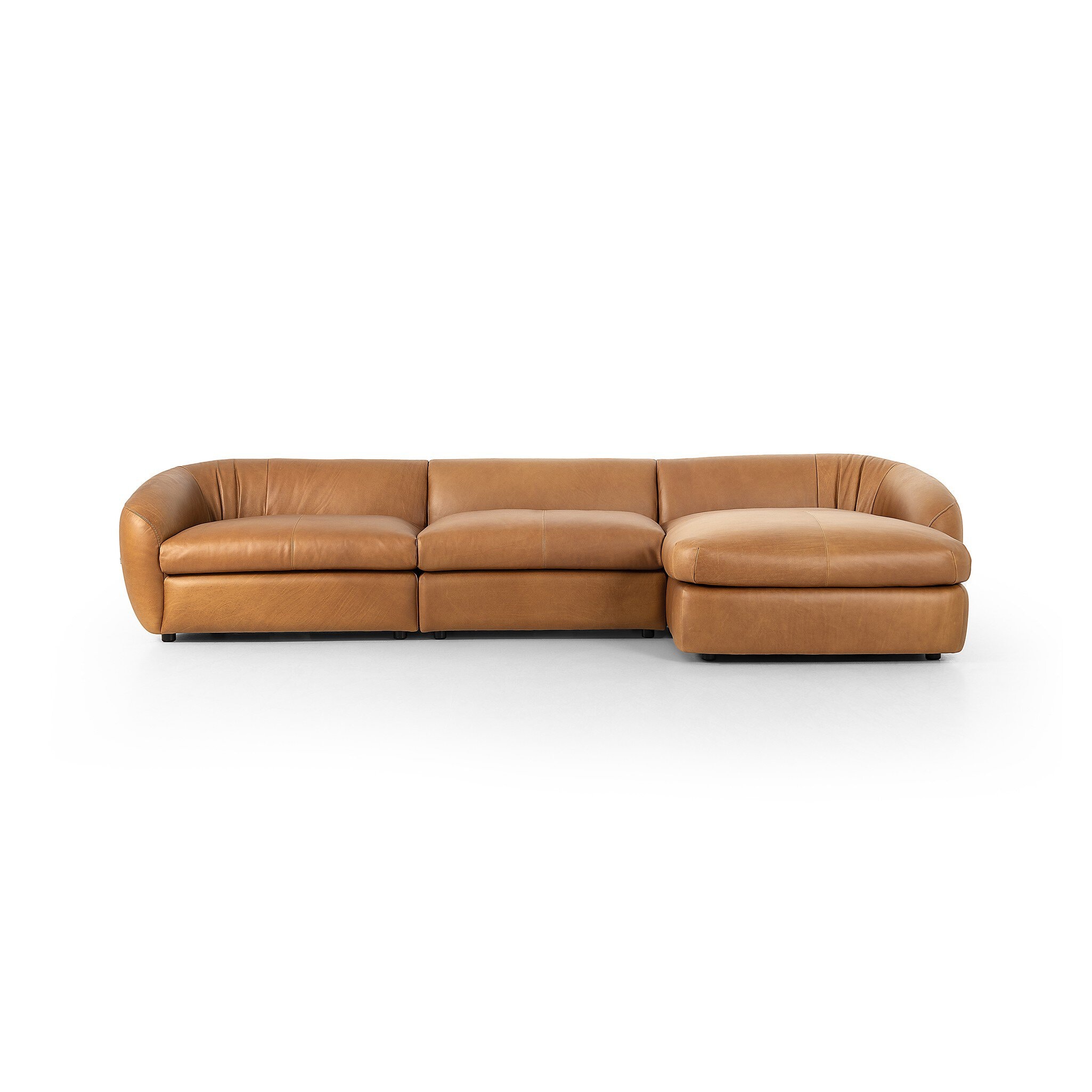 Four Hands Furniture Saldana 3 Piece Sectional W/Chaise - Lorento Cognac 246599-001