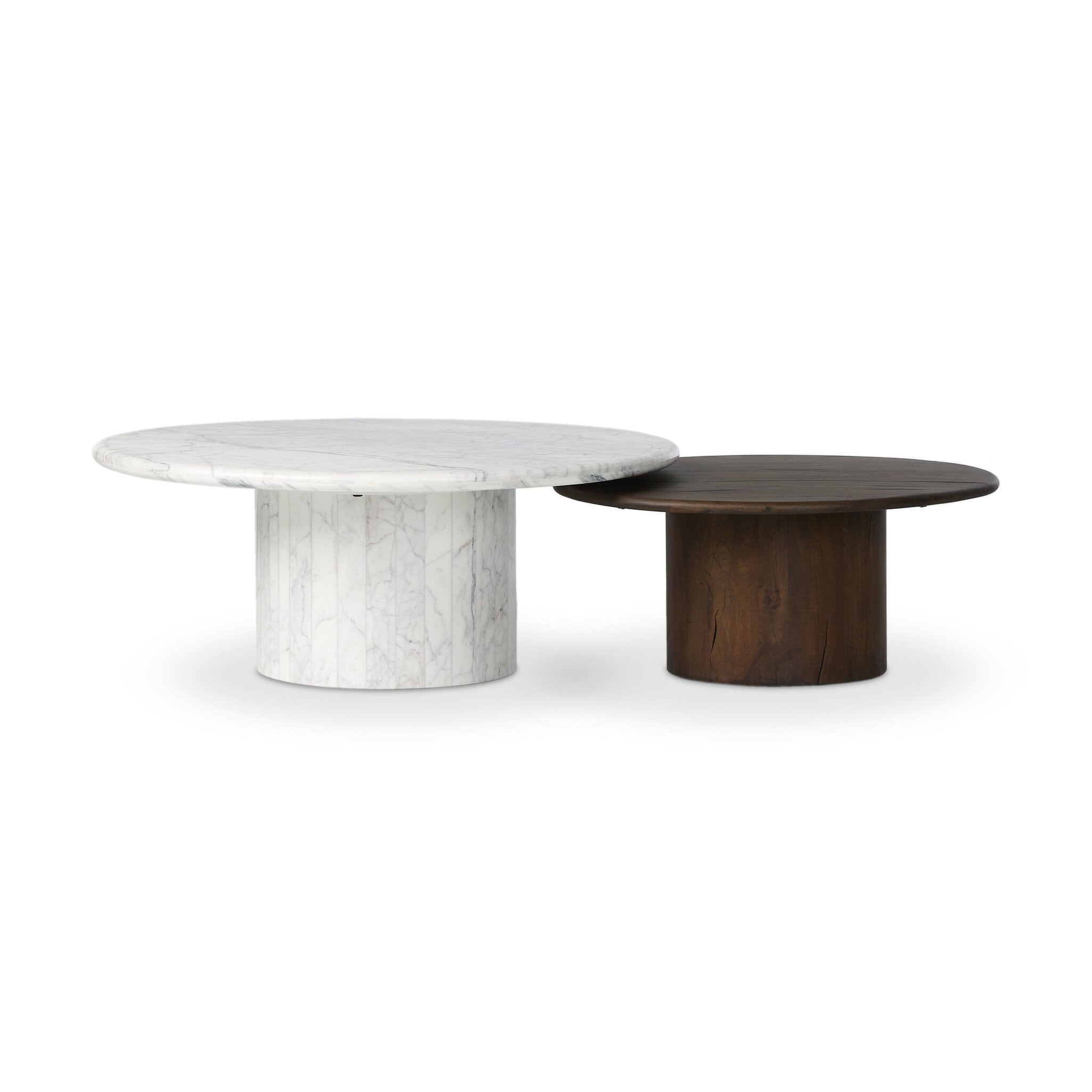 Four Hands Furniture Stuart Nesting Coffee Tables - Mix & Match - White Calacatta Marble 247185-001
