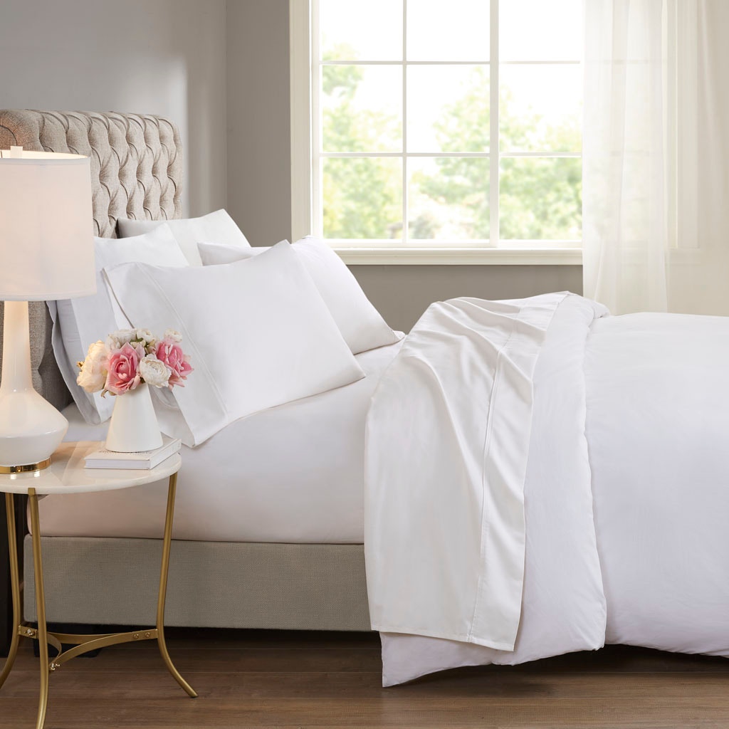Hampton Hill Bedding 600 Thread Count Cooling Cotton Blend 4 PC Sheet Set BR20-0987
