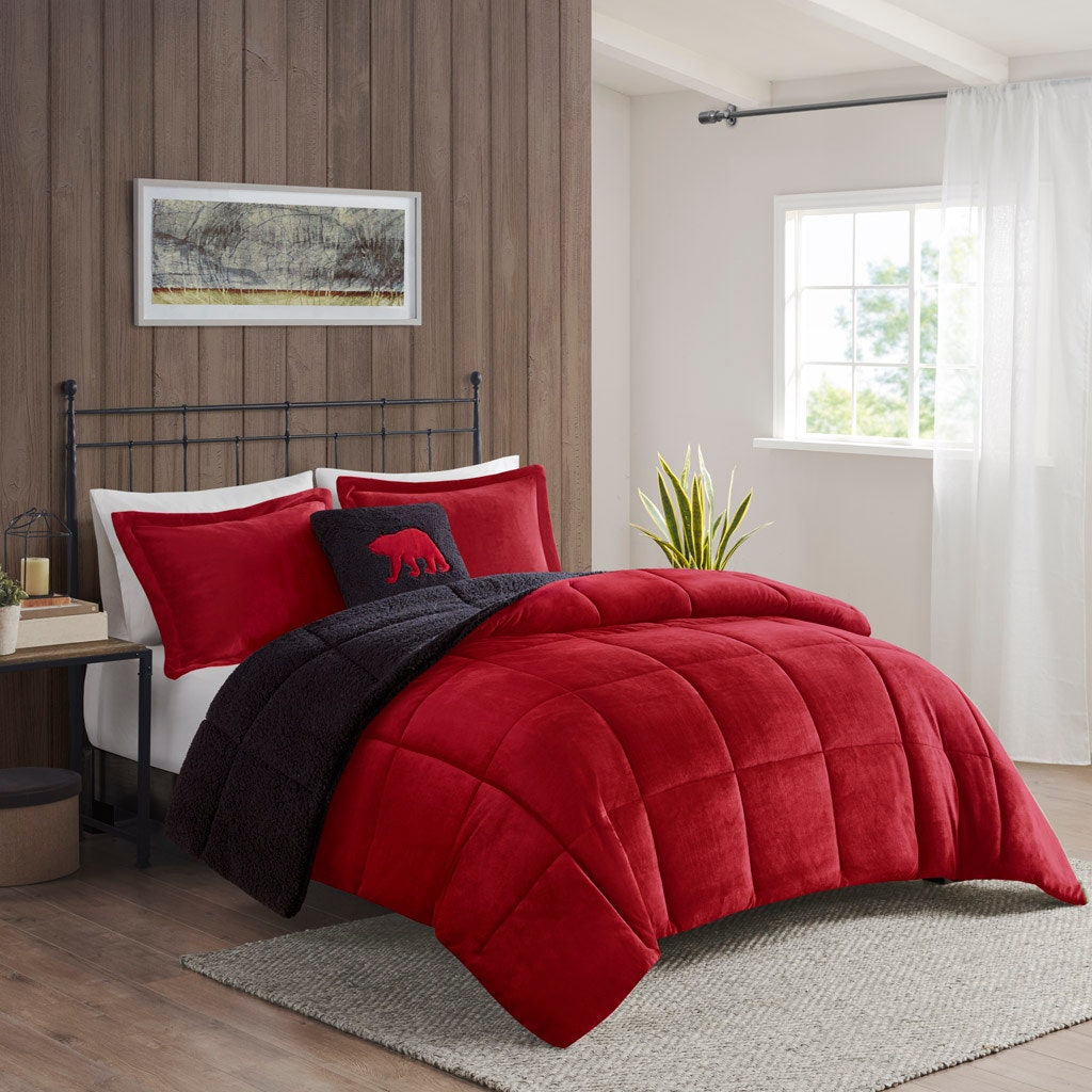 Hampton Hill Bedding Alton Plush to Sherpa Down Alternative Comforter Set WR10-2066