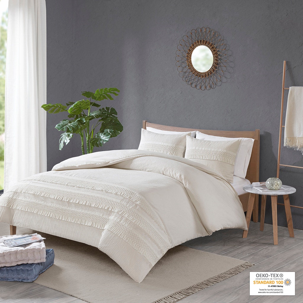 Hampton Hill Bedding Amaya 3 Piece Cotton Seersucker Comforter Set MP10-6159
