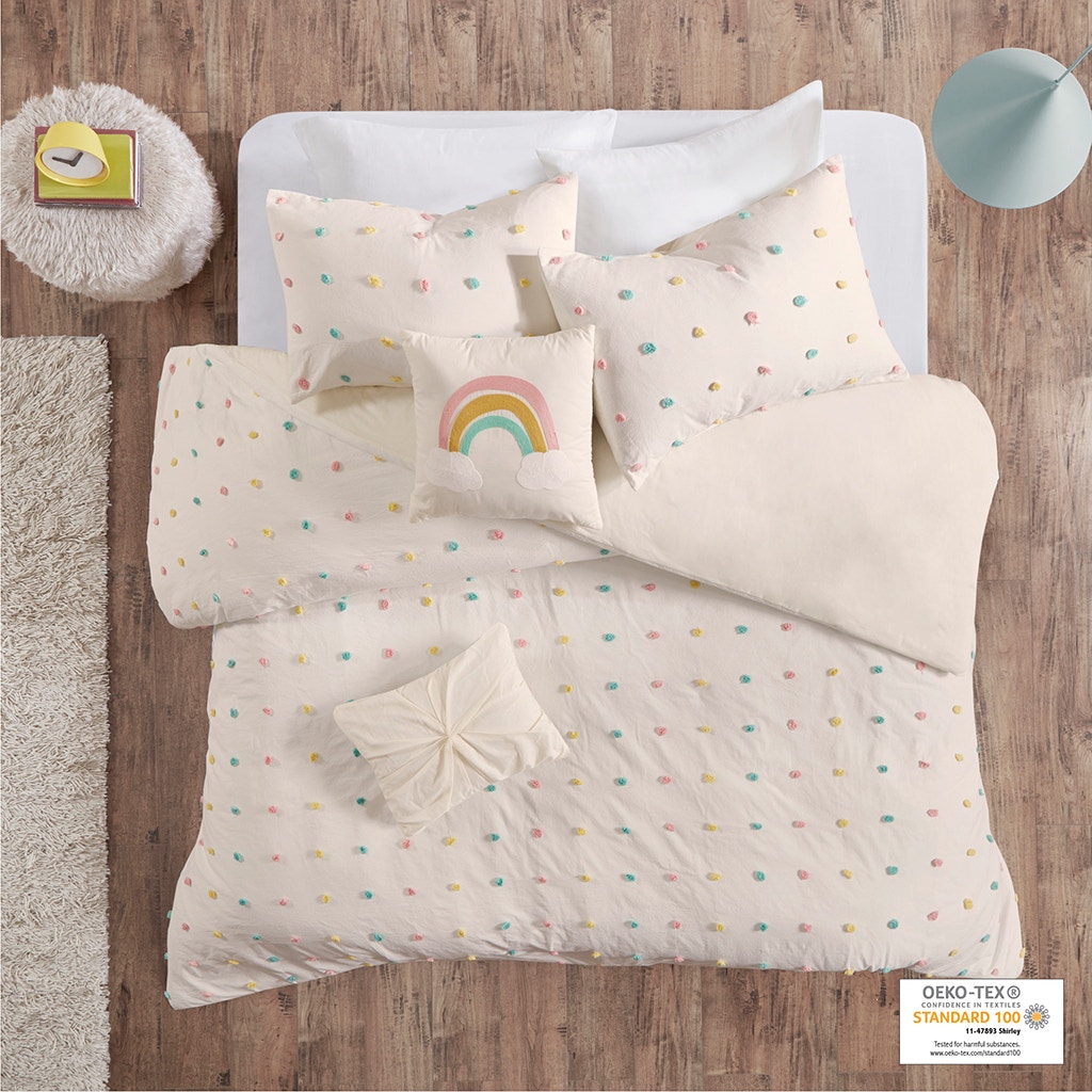 Hampton Hill Bedding Callie Cotton Jacquard Pom Pom Duvet Cover Set UHK12-0139