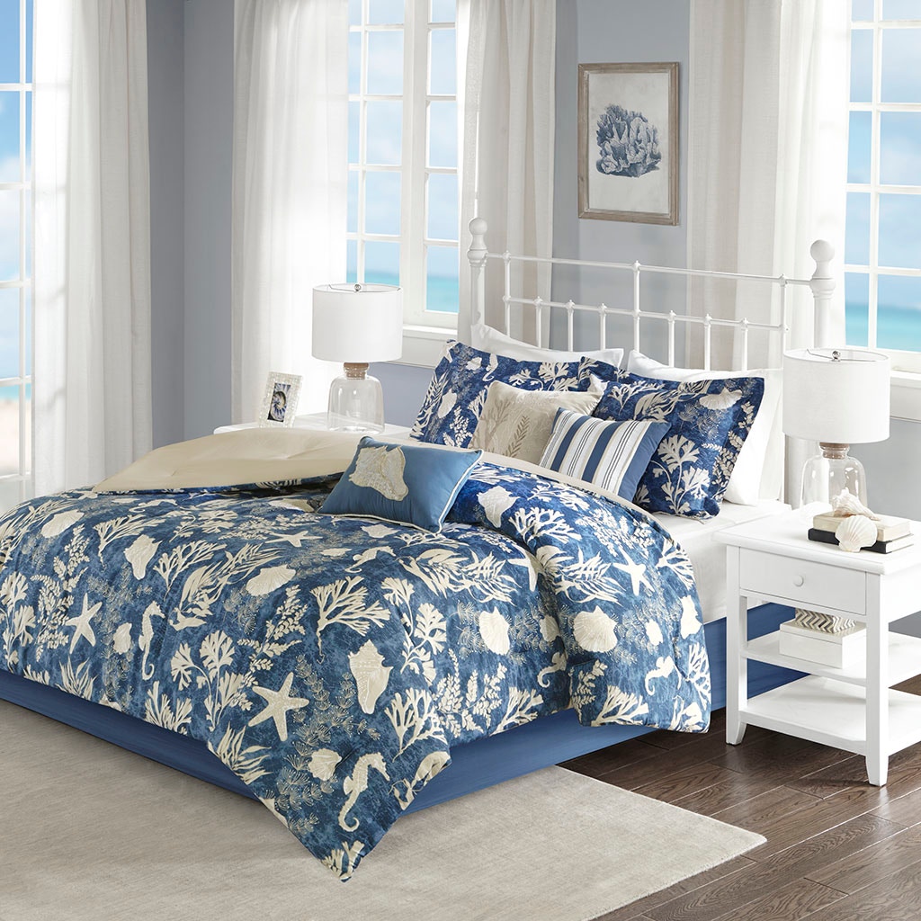 Hampton Hill Bedding Cape Cod 7 Piece Cotton Sateen Comforter Set MP10-5281