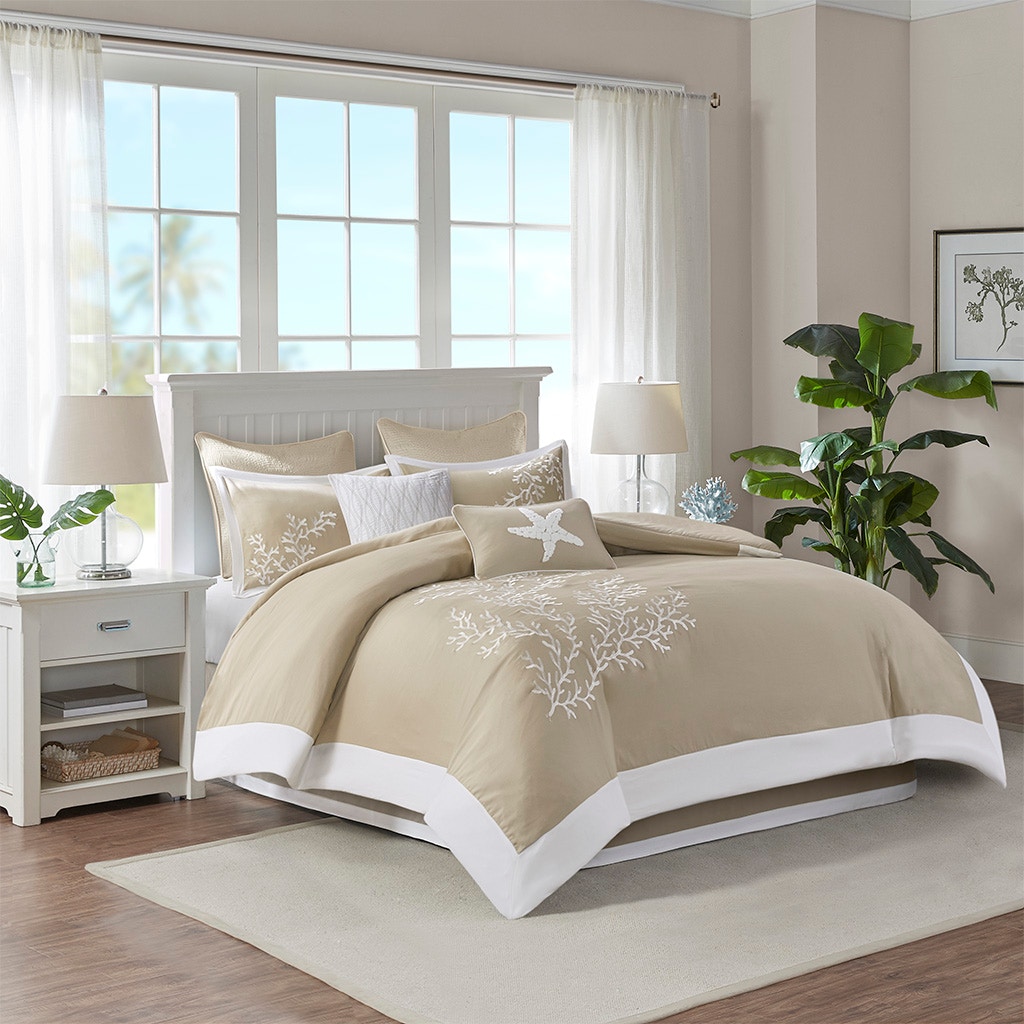 Hampton Hill Bedding Coastline 6 Piece Oversized Cotton Jacquard Comforter Set HH10-1547