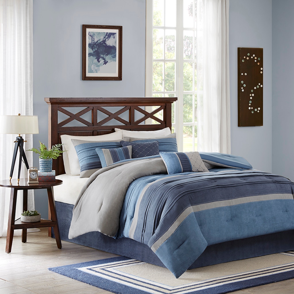 Hampton Hill Bedding Collins 7 Piece Microsuede Comforter Set MP10-1637