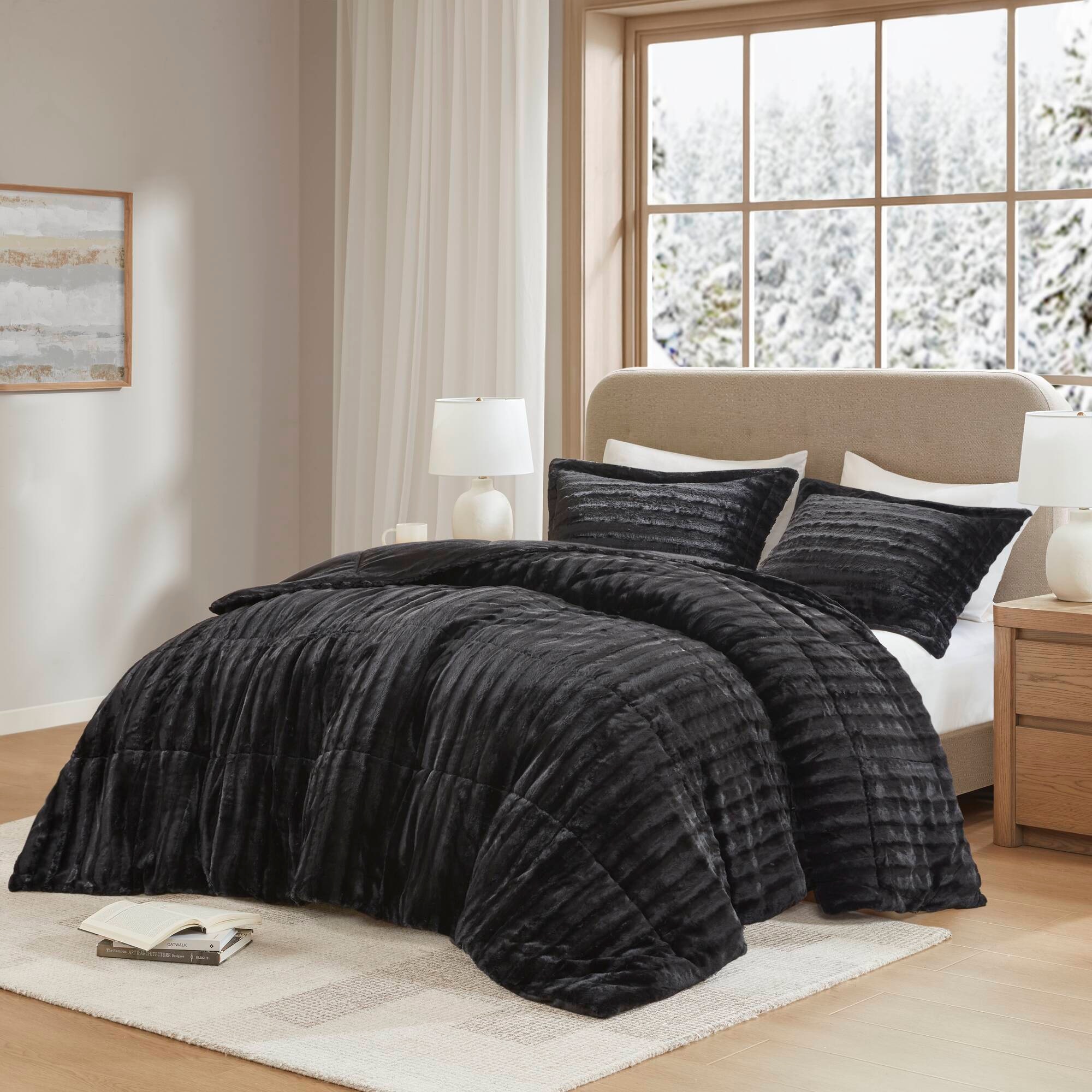 Hampton Hill Bedding Duke Faux Fur Comforter Mini Set MP10-3065