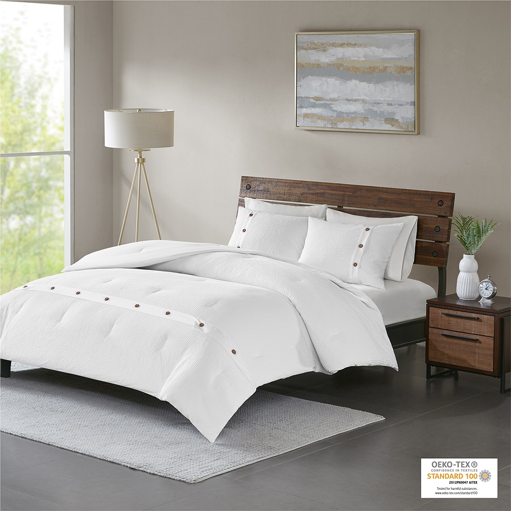 Hampton Hill Bedding Finley 3 Piece Cotton Waffle Weave Comforter Set MP10-5624