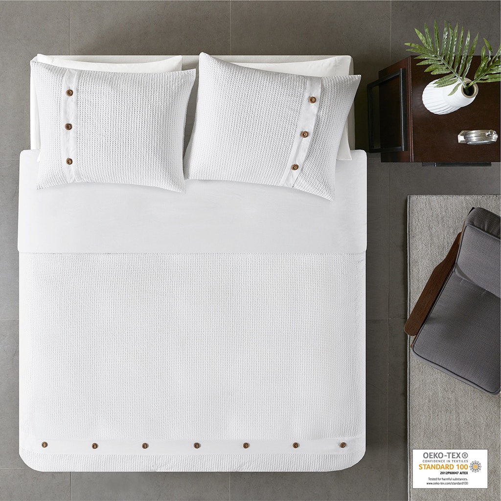 Hampton Hill Bedding Finley 3 Piece Cotton Waffle Weave Duvet Cover Set MP12-5626