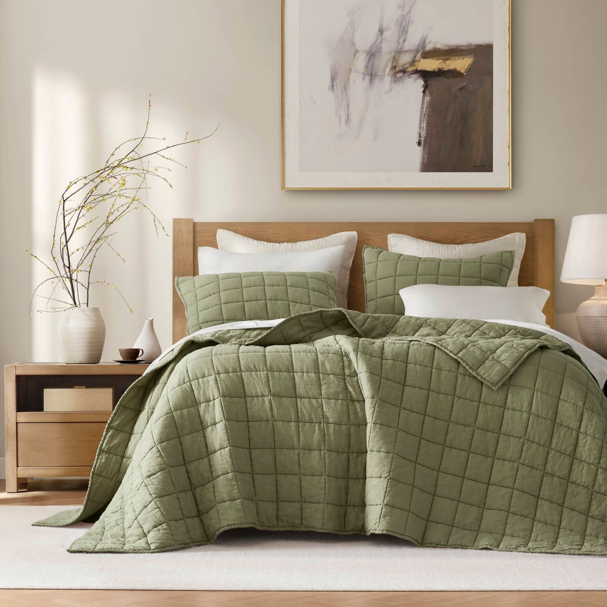 Hampton Hill Bedding French Flax Linen Garment Washed Quilt Set HHD14-1926