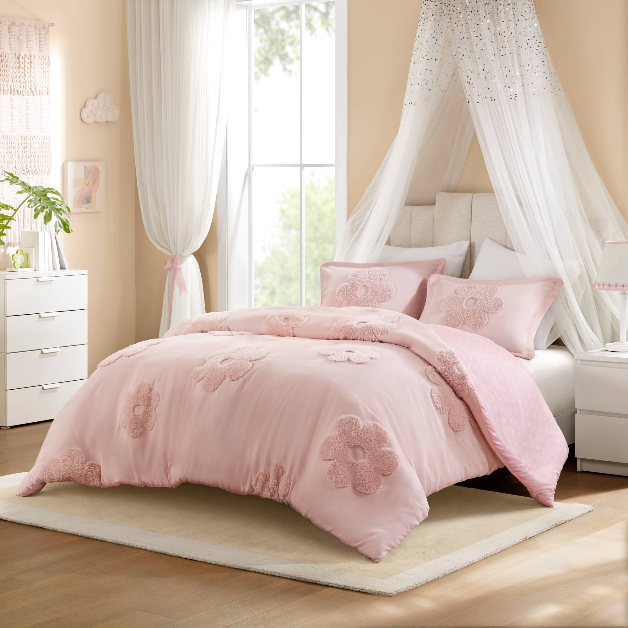 Hampton Hill Bedding Gracie Floral Reversible Tufted Chenille Duvet Cover Set UHK12-0239