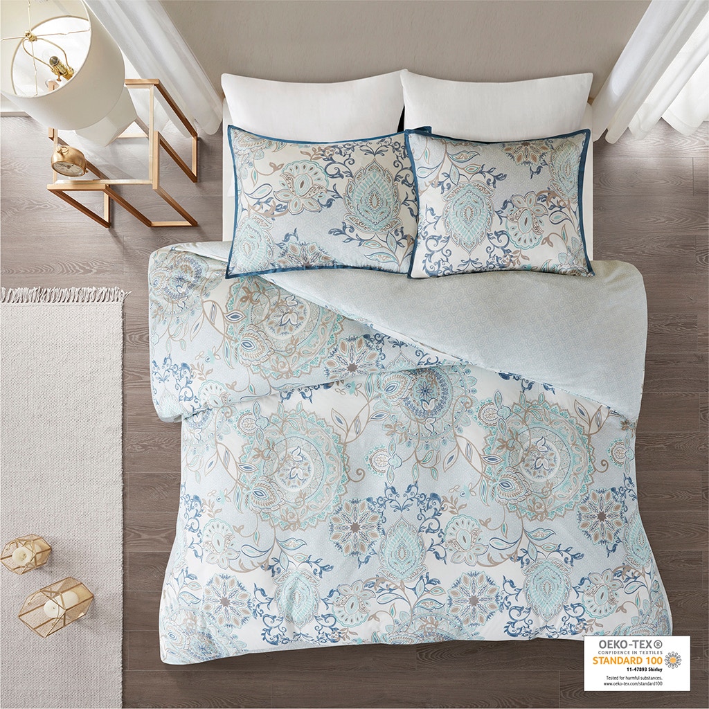 Hampton Hill Bedding Isla 3 Piece Cotton Floral Printed Reversible Duvet Cover Set MP12-5807