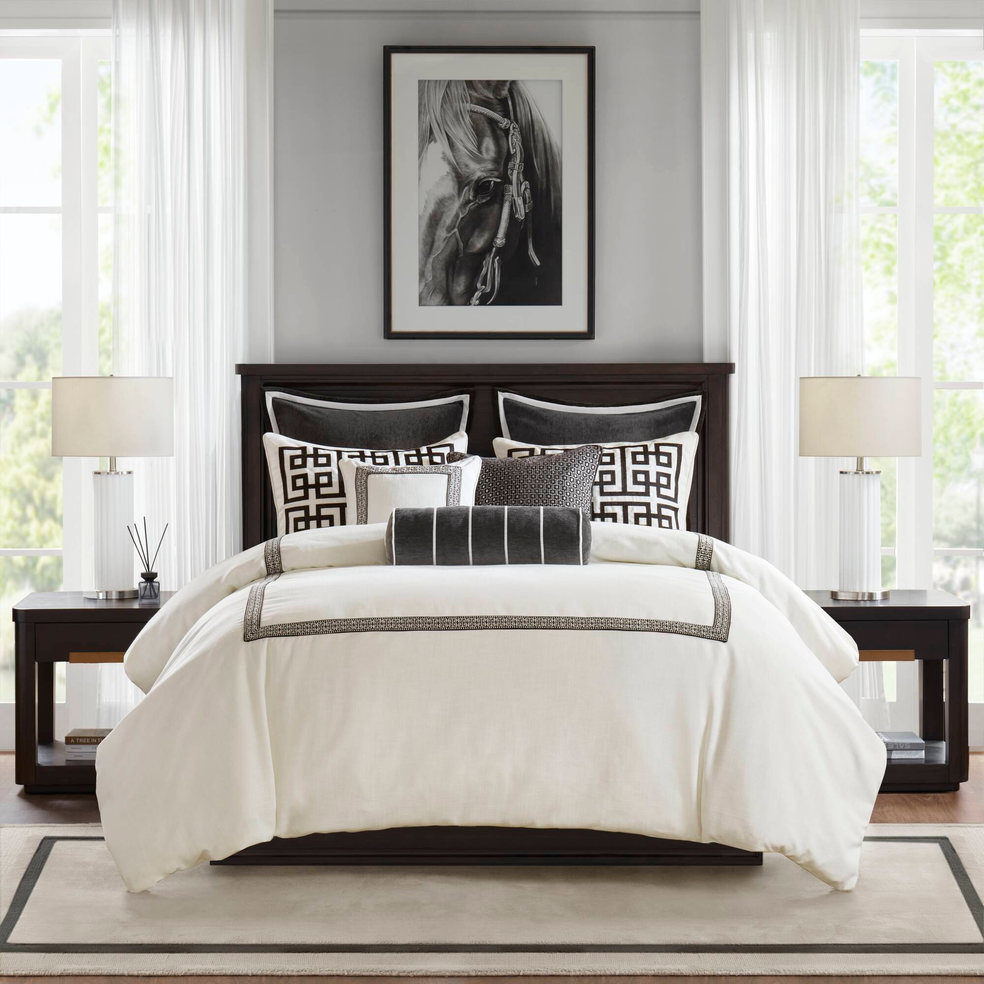 Hampton Hill Bedding Jarvis Embroidery Oversized Duvet Style Comforter Set MPS10-599