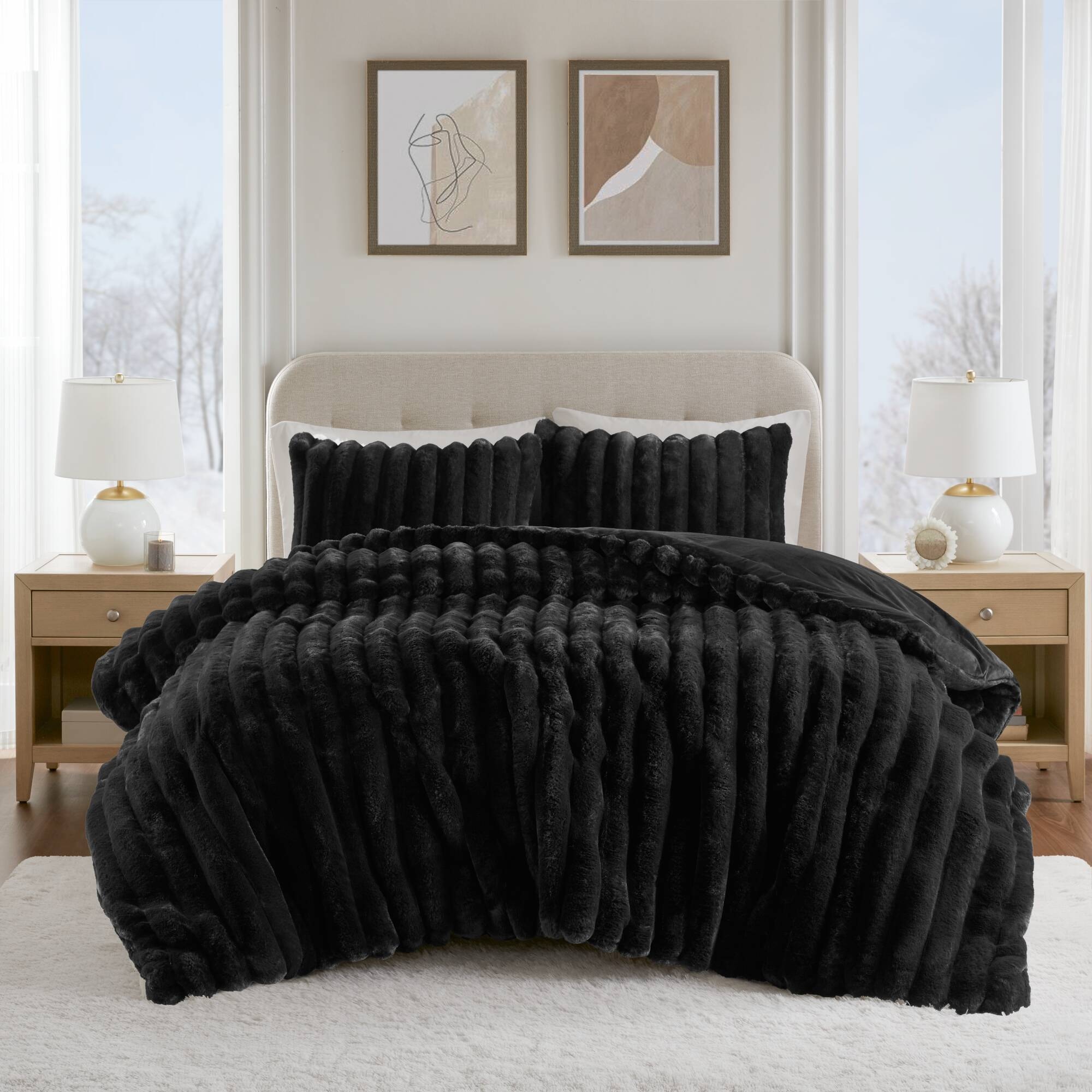 Hampton Hill Bedding Jasmine 3 Piece Faux Fur Comforter Set MP10-8443