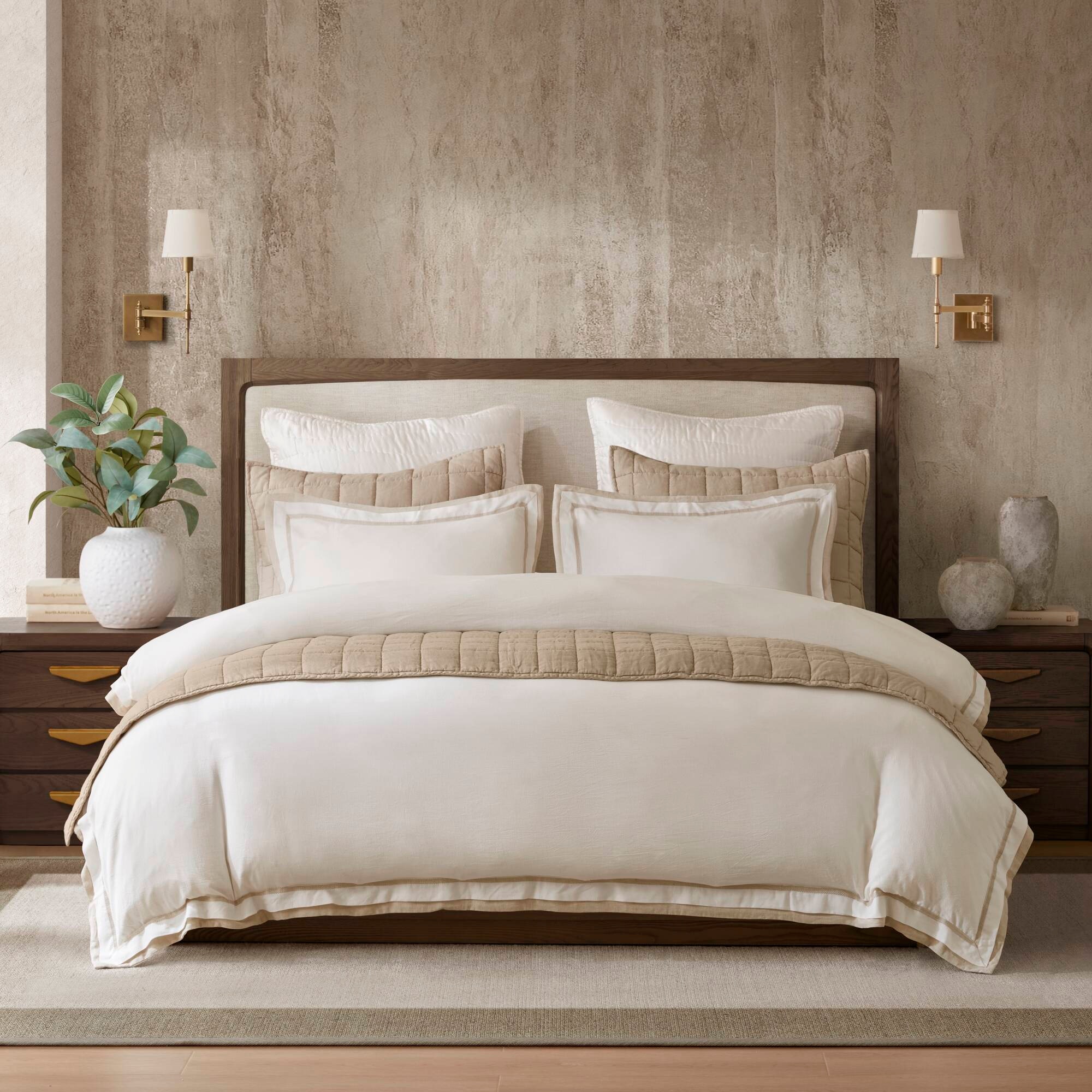 Hampton Hill Bedding Linen Blend Double Flange Duvet Cover Set HHD12-1938
