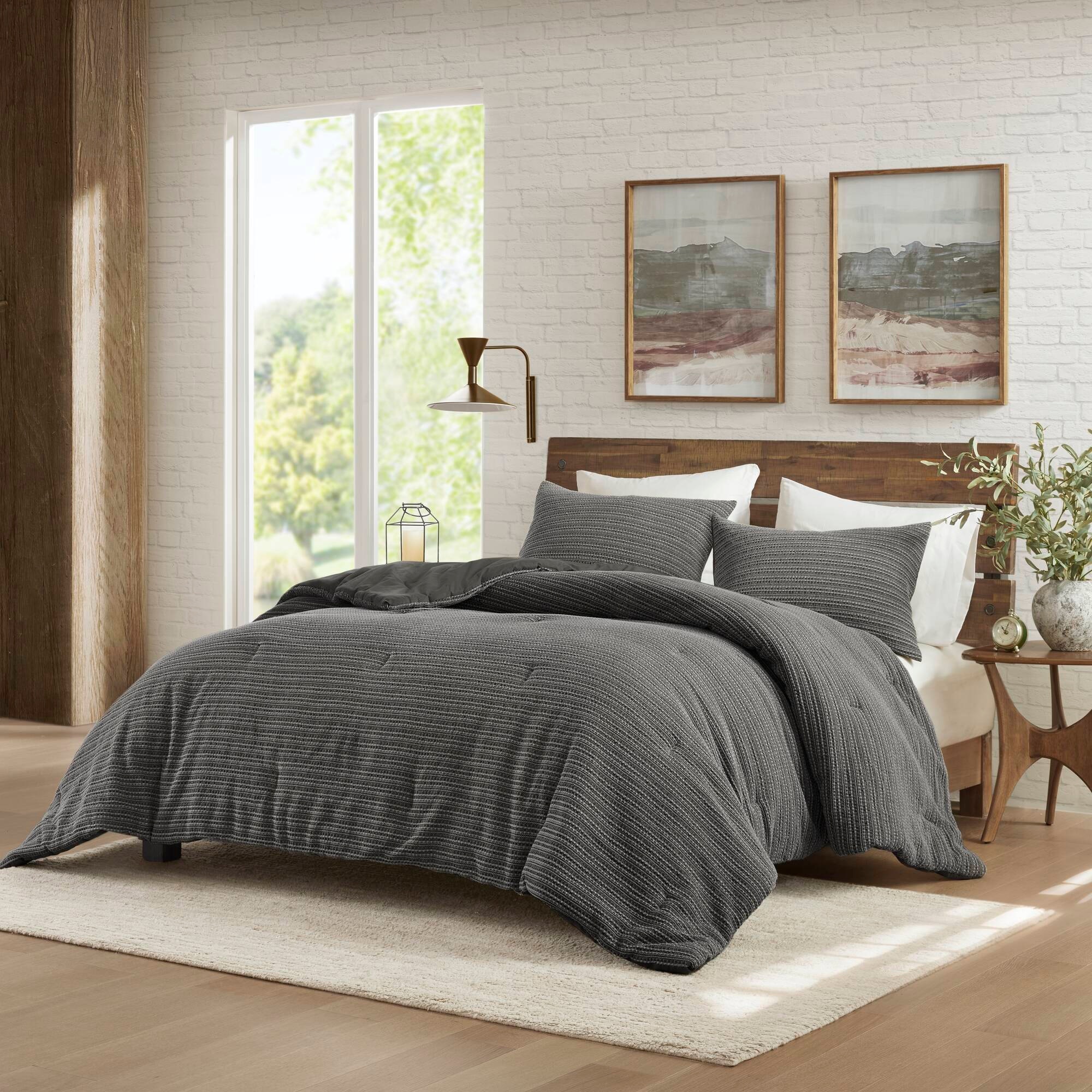 Hampton Hill Bedding Lyon Waffle Washed Comforter Set WR10-4043