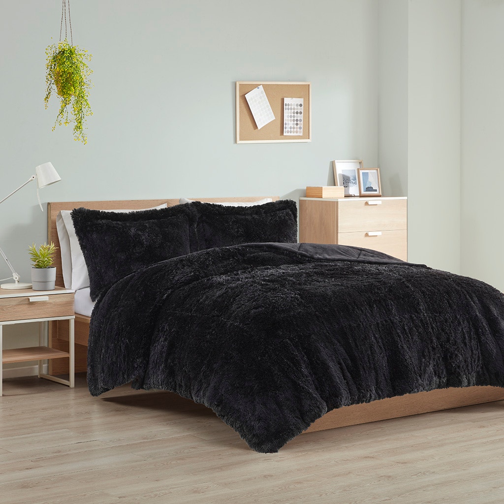 Hampton Hill Bedding Malea Shaggy Faux Fur Comforter Mini Set ID10-1922