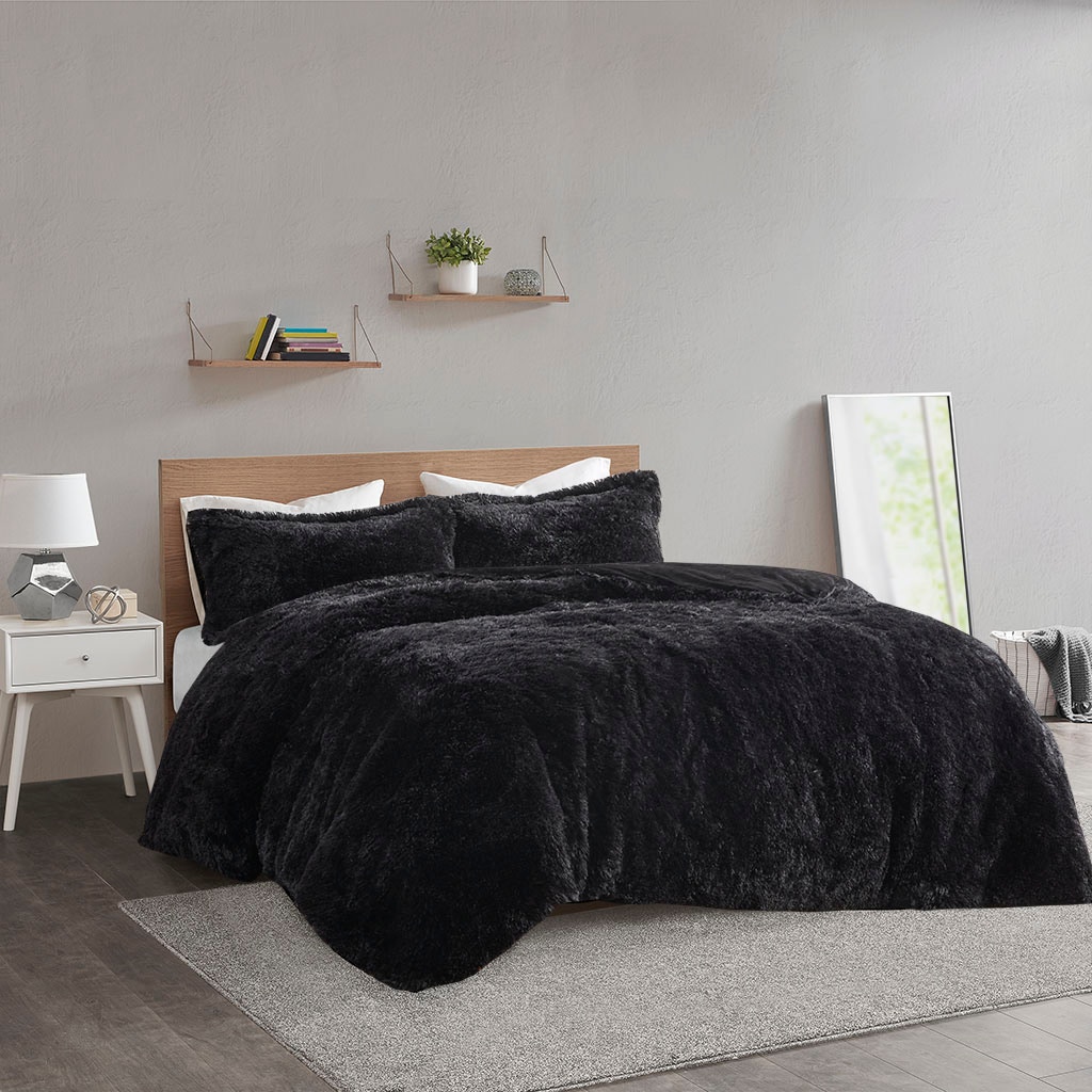 Hampton Hill Bedding Malea Shaggy Fur Duvet Cover Set ID12-1929