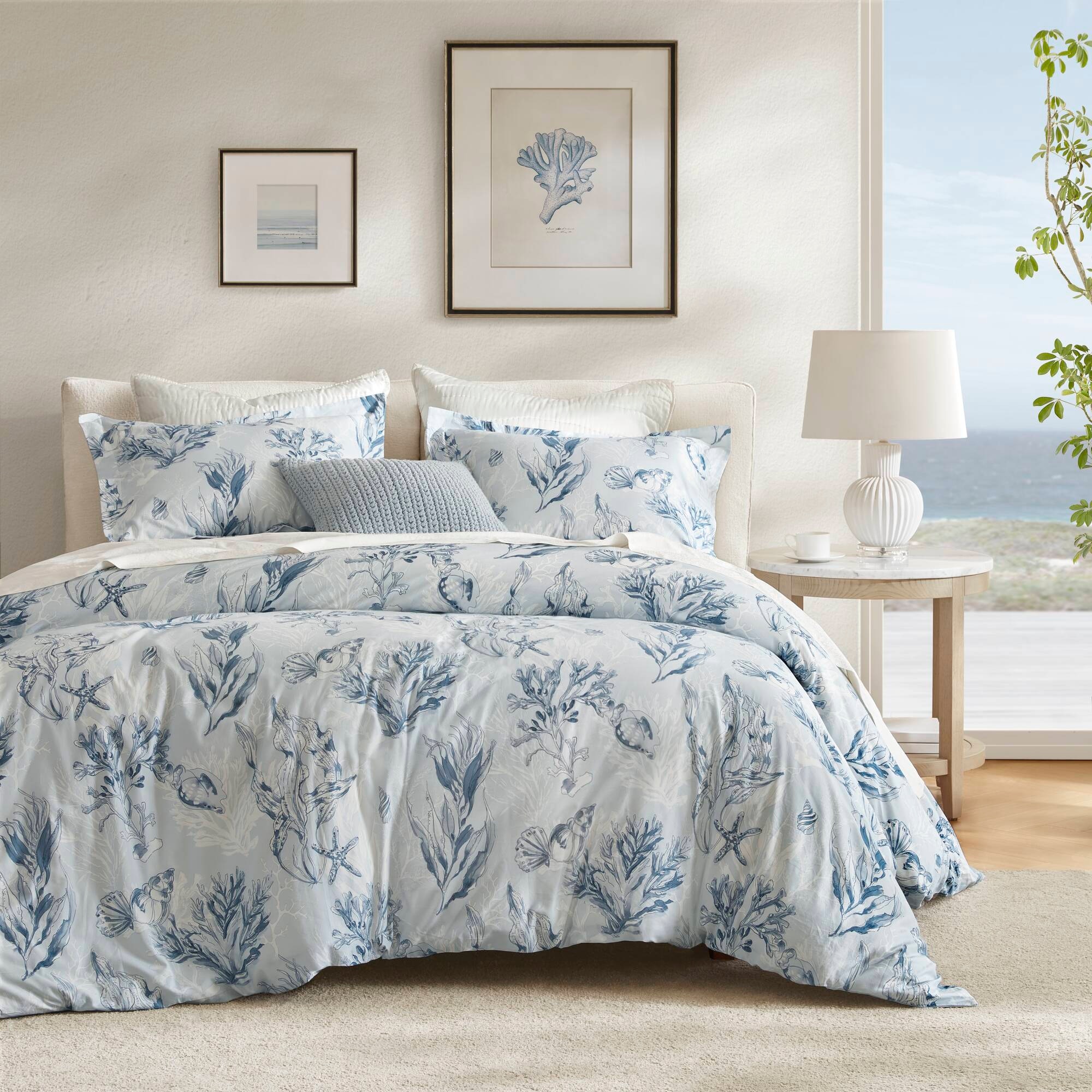 Hampton Hill Bedding Paros Coral Reef 100% Cotton Sateen Duvet Cover Set HHD12-1954