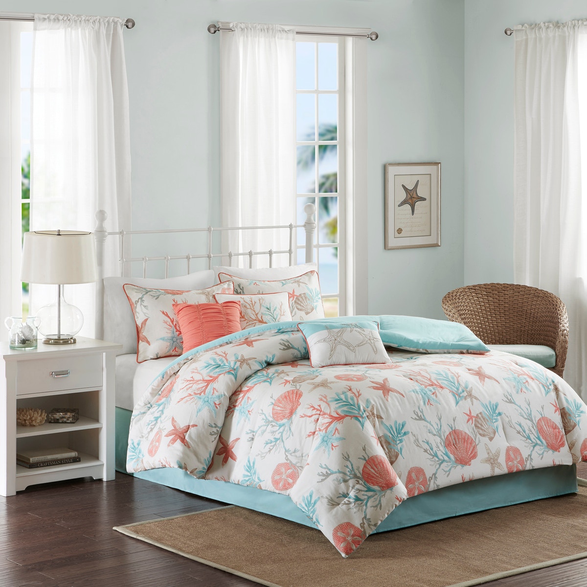 Hampton Hill Bedding Pebble Beach 7 Piece Cotton Sateen Comforter Set MP10-2705