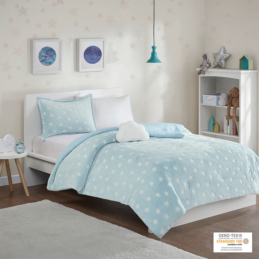 Hampton Hill Bedding Quinny Glow In The Dark Plush Comforter Set MZK10-202