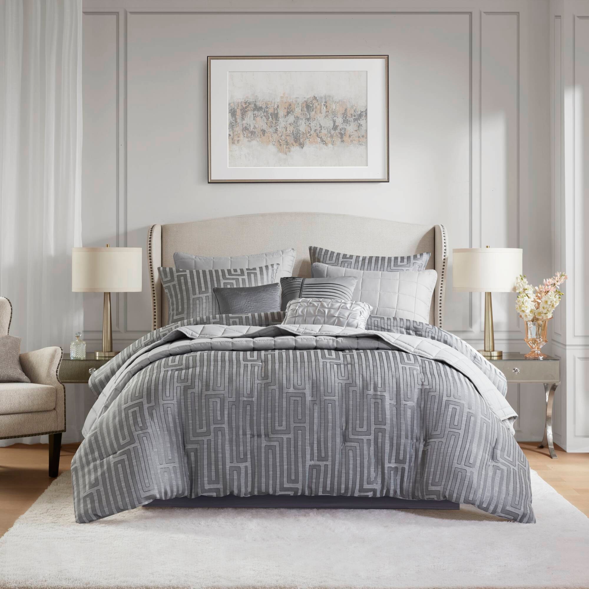 Hampton Hill Bedding Royce 10 Piece Luxury Jacquard Comforter Set MP10-8690