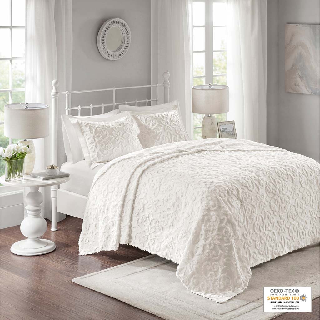 Hampton Hill Bedding Sabrina 3 Piece Tufted Cotton Chenille Bedspread Set MP13-5321