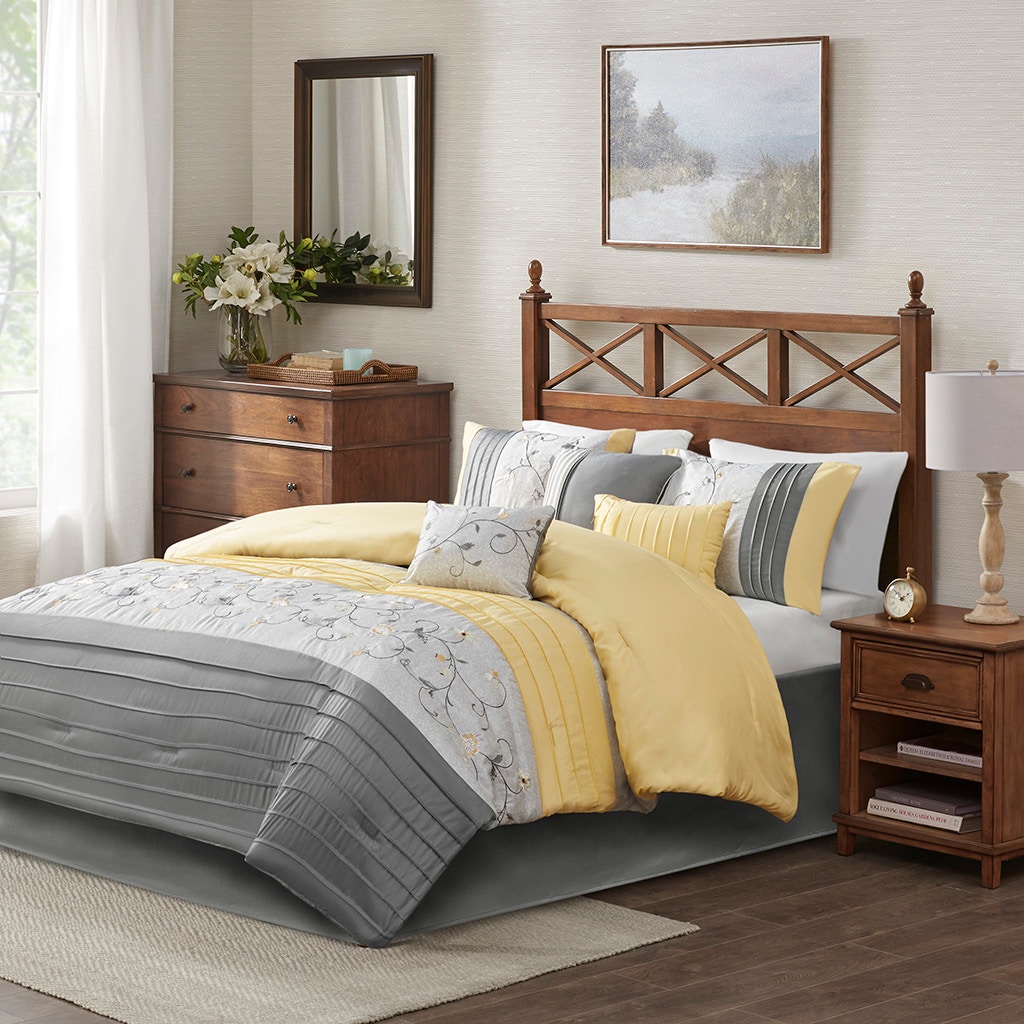 Hampton Hill Bedding Serene Embroidered 7 Piece Comforter Set MP10-4185