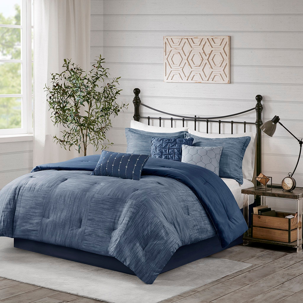 Hampton Hill Bedding Walter 7 Piece Printed Seersucker Comforter Set MP10-7129