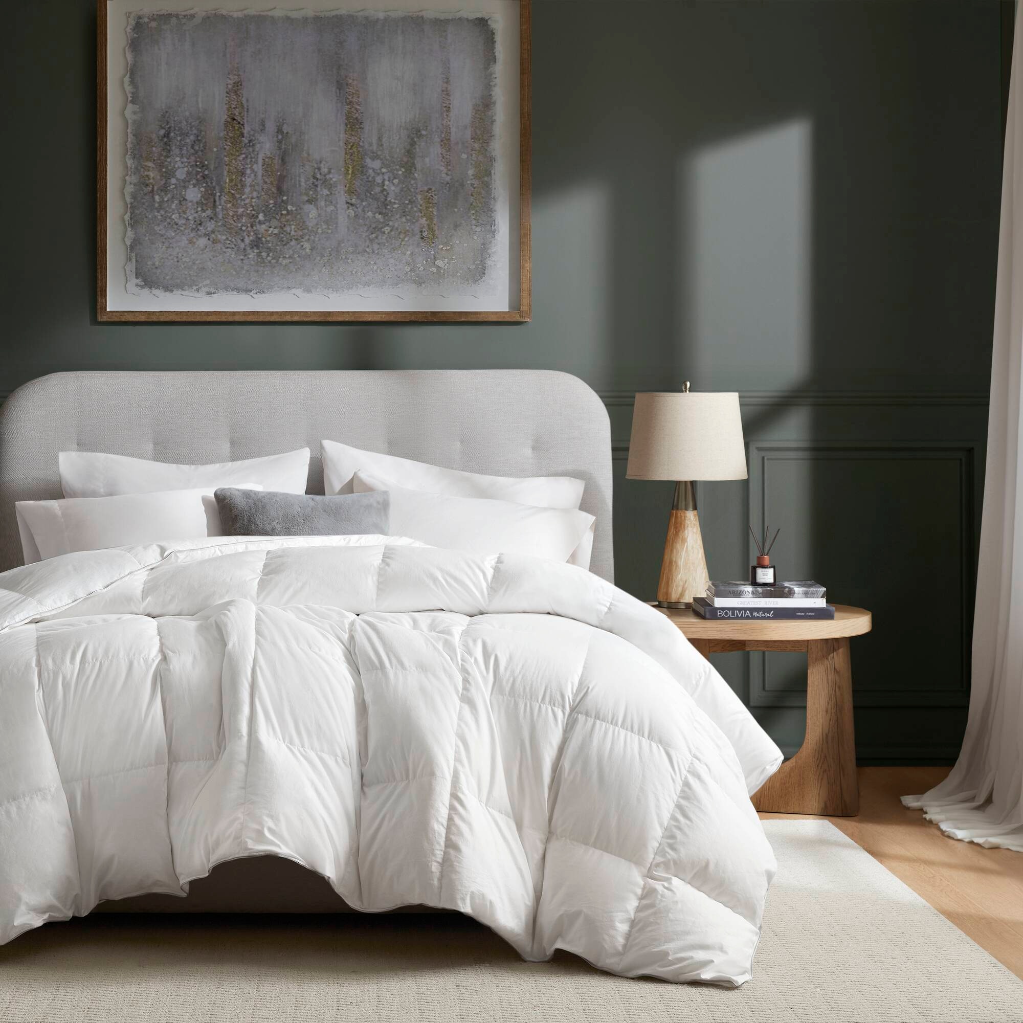 Hampton Hill Bedding White Goose Down 100% Cotton Shell Comforter HHD10-1916