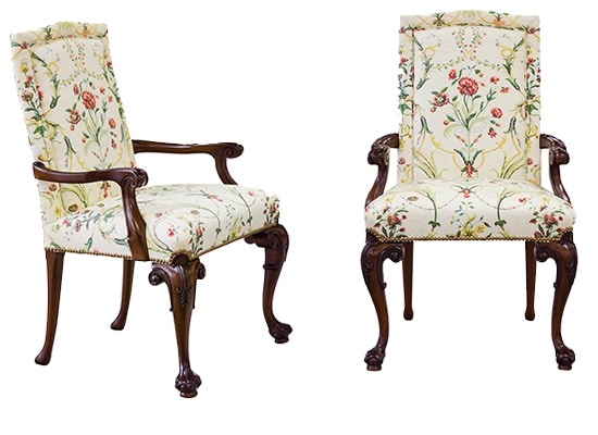 Karges Furniture Chippendale Arm Chair with Fully Upholstered Back K4935