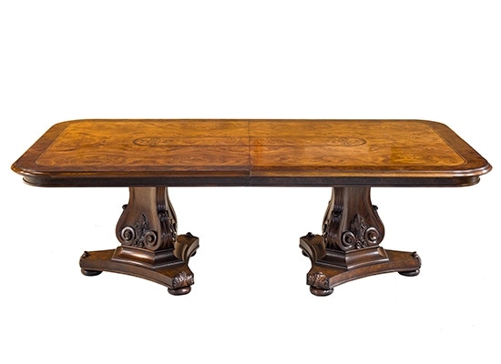 Karges Furniture Regency Double Pedestal Dining Table with Fleur-de-lis Inlay K442