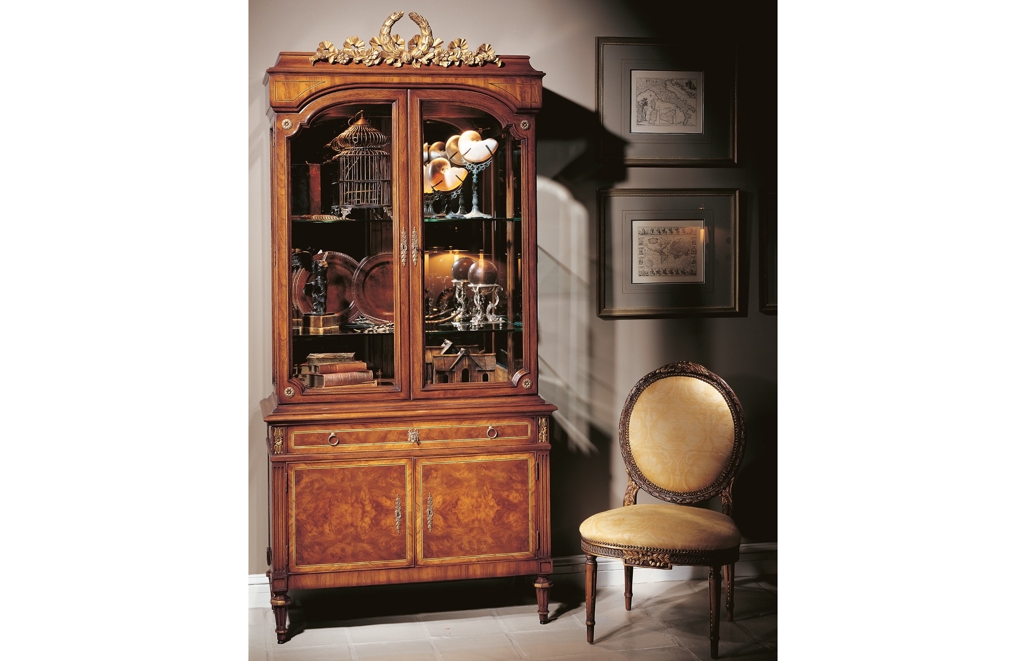 Karges Furniture Louis XVI Side Chair with Carved Round Back K4892