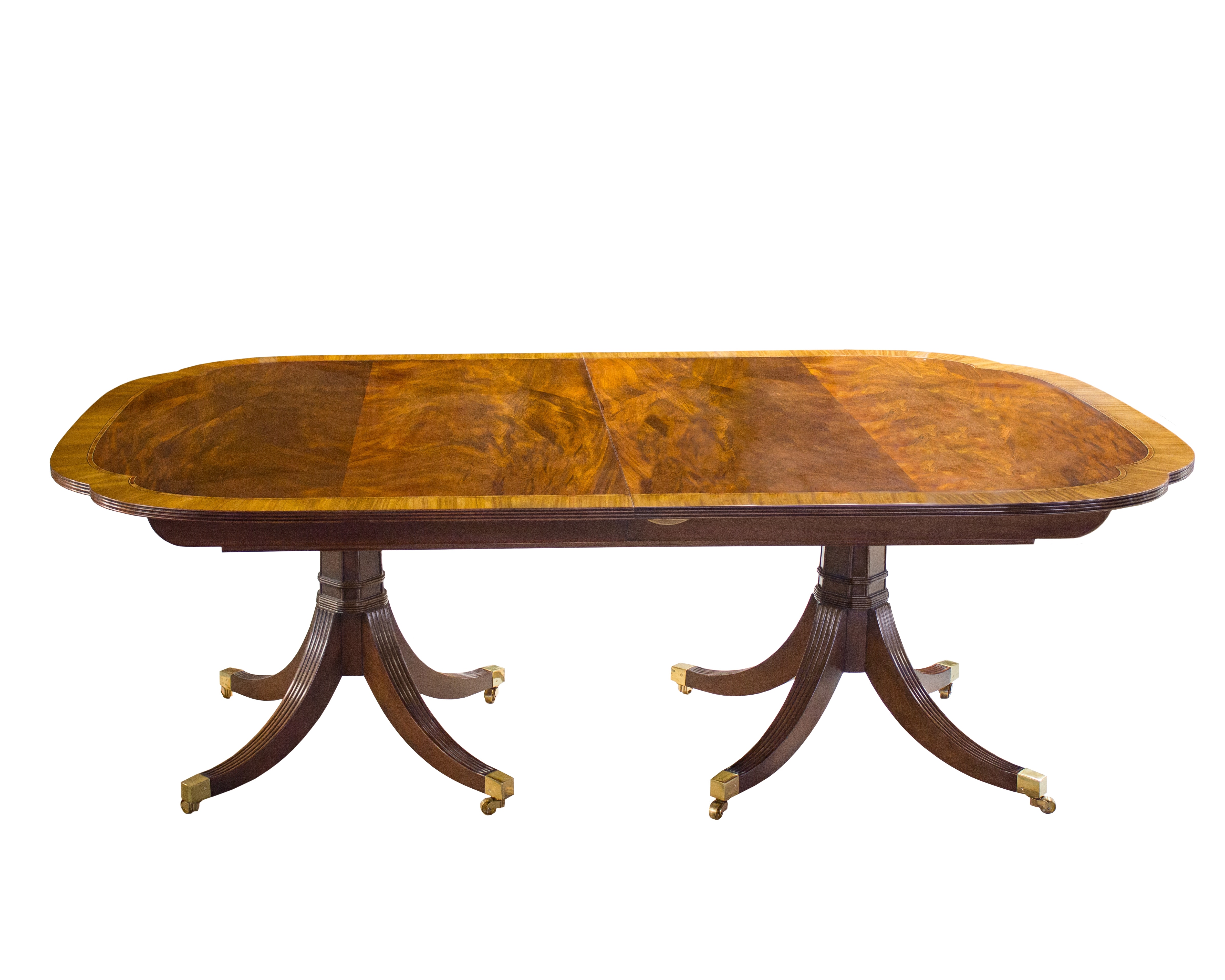 Karges Furniture Satinwood Border Regency Dining Table with Notched Corners K211