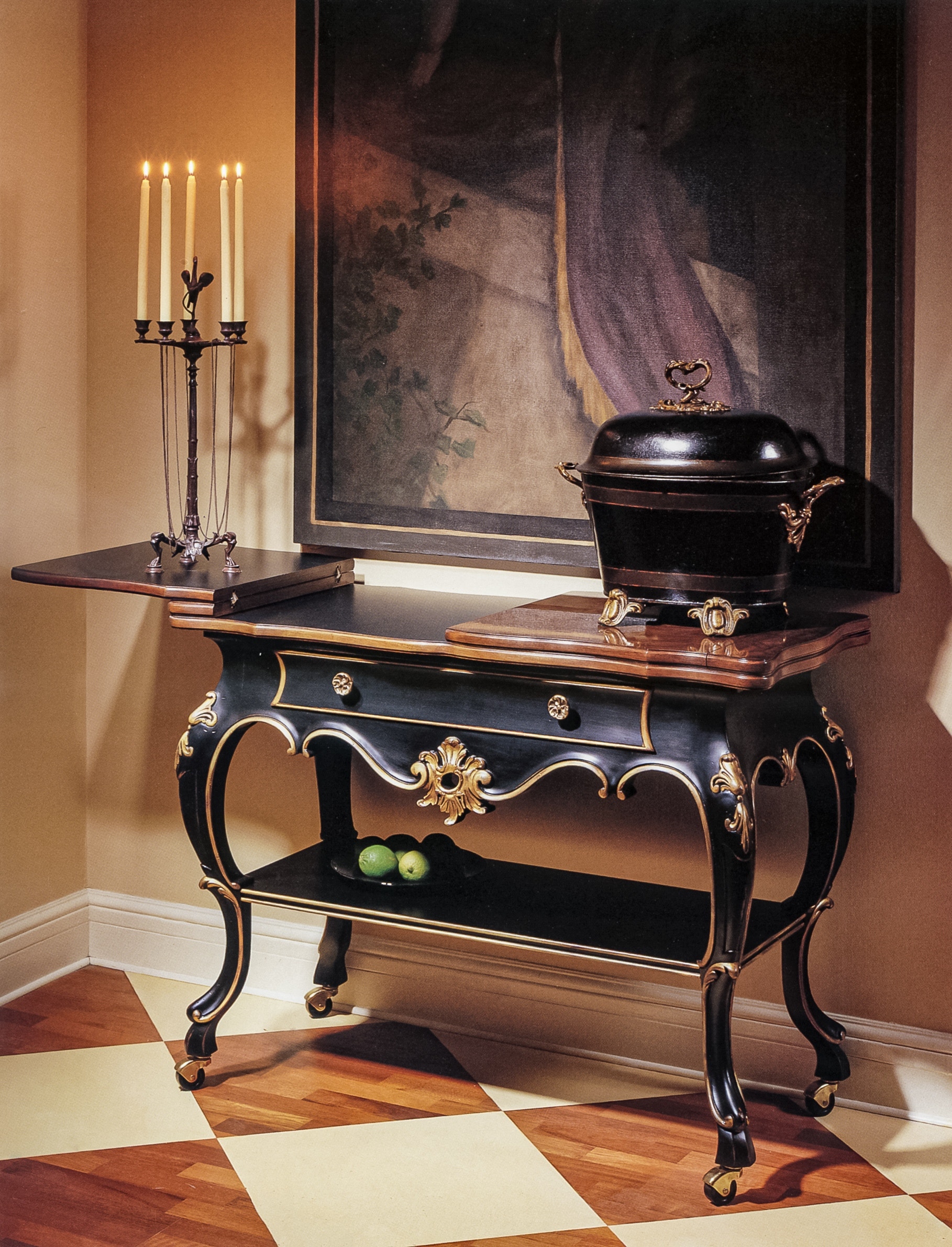 Karges Furniture Venetian Flip Top Server with Bottom Shelf K667