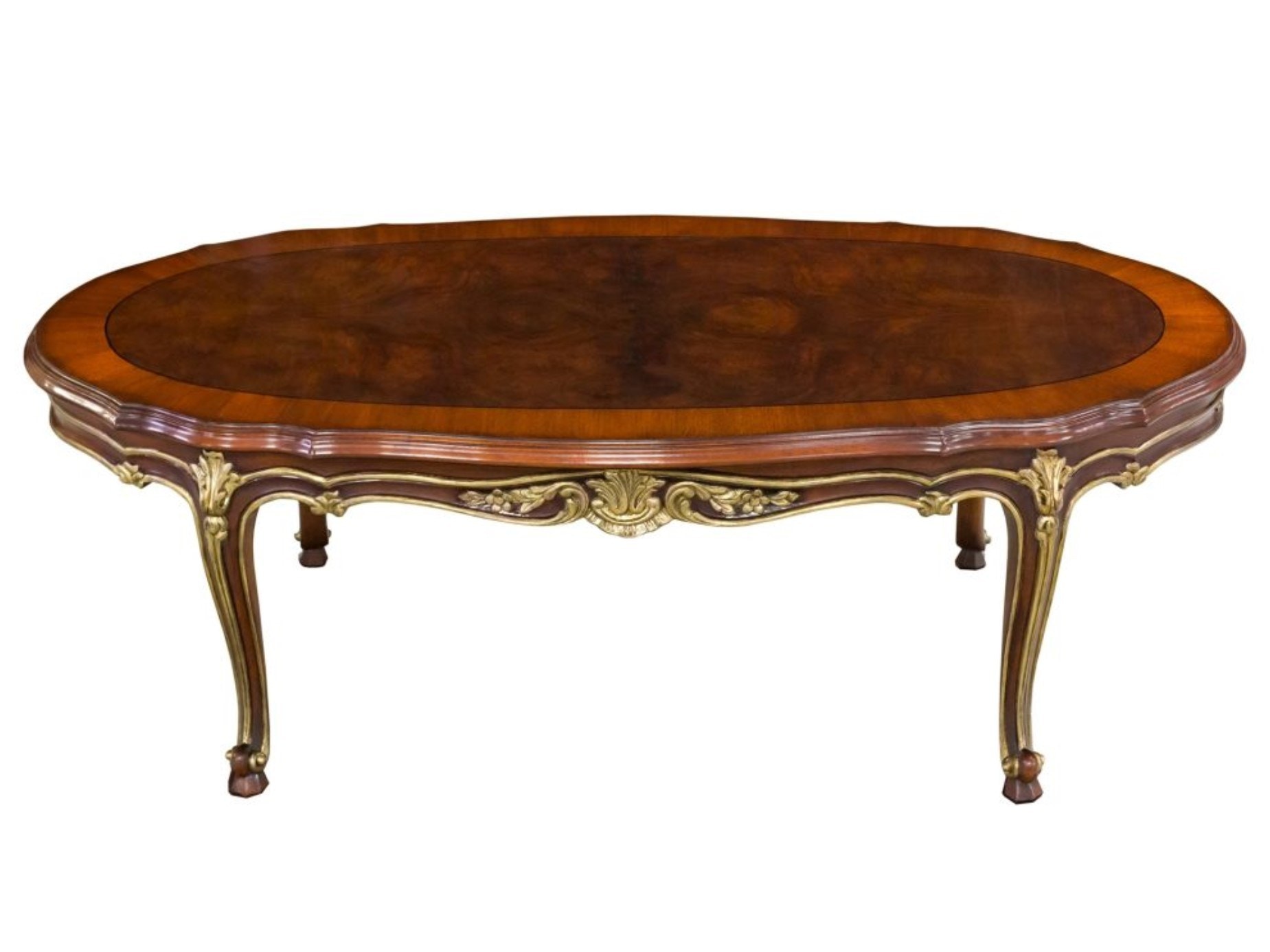 Karges Furniture Louis XV Slim Oval Coffee Table with Walnut Top K4857