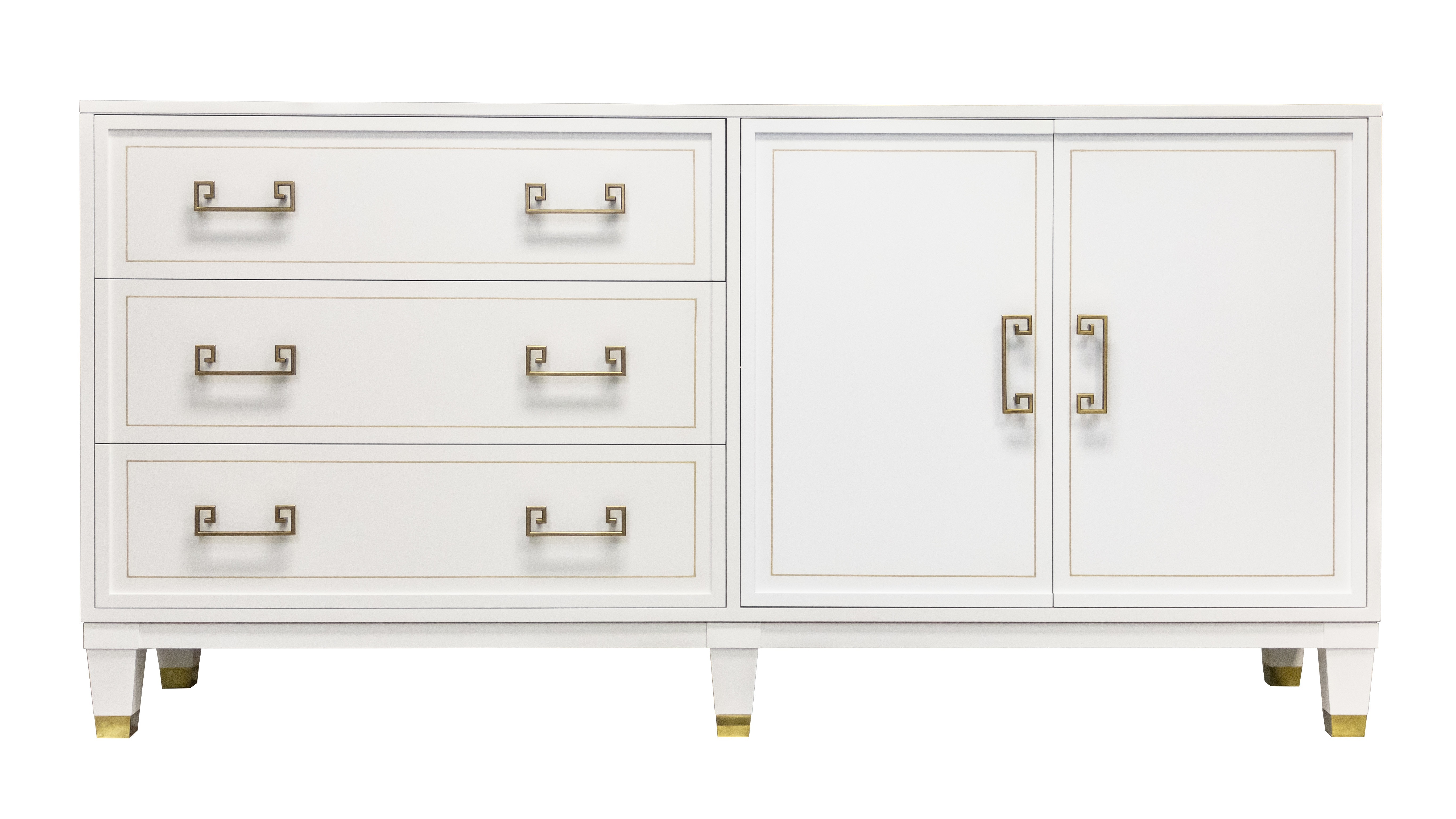 Kindel Furniture Facets 72 Credenza, Three Drawer, Two Door 68-2-DW4-DR4-BF2