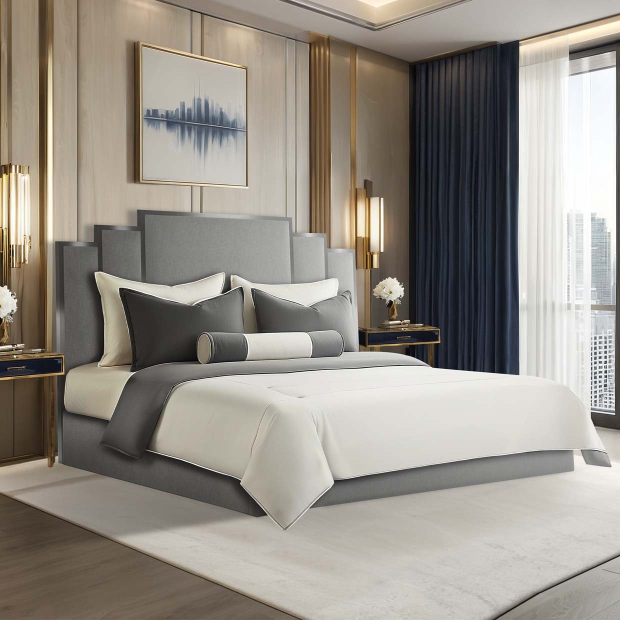 Michael Amini Furniture Tulip King Lift Up Storage Bed DUB-AEC138EK-HL