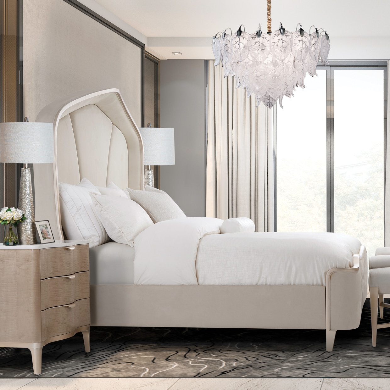 Michael Amini Furniture California King Curved Panel Bed N9007000CK3CR-822