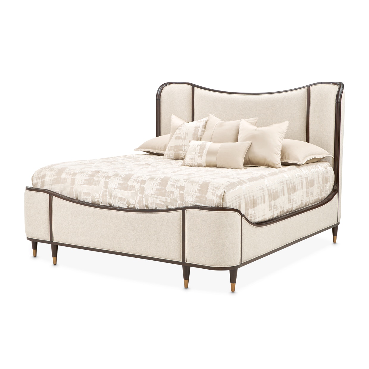 Michael Amini Furniture Camellia Field Upholstered King Bed - Warm Pecan N9090000EK3-400