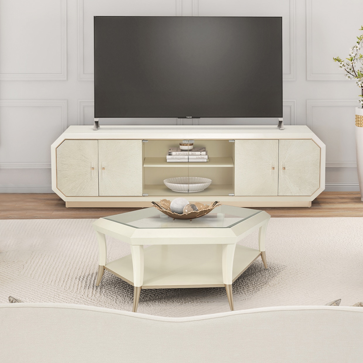 Michael Amini Furniture Hexagon Cocktail Table 9034201-136