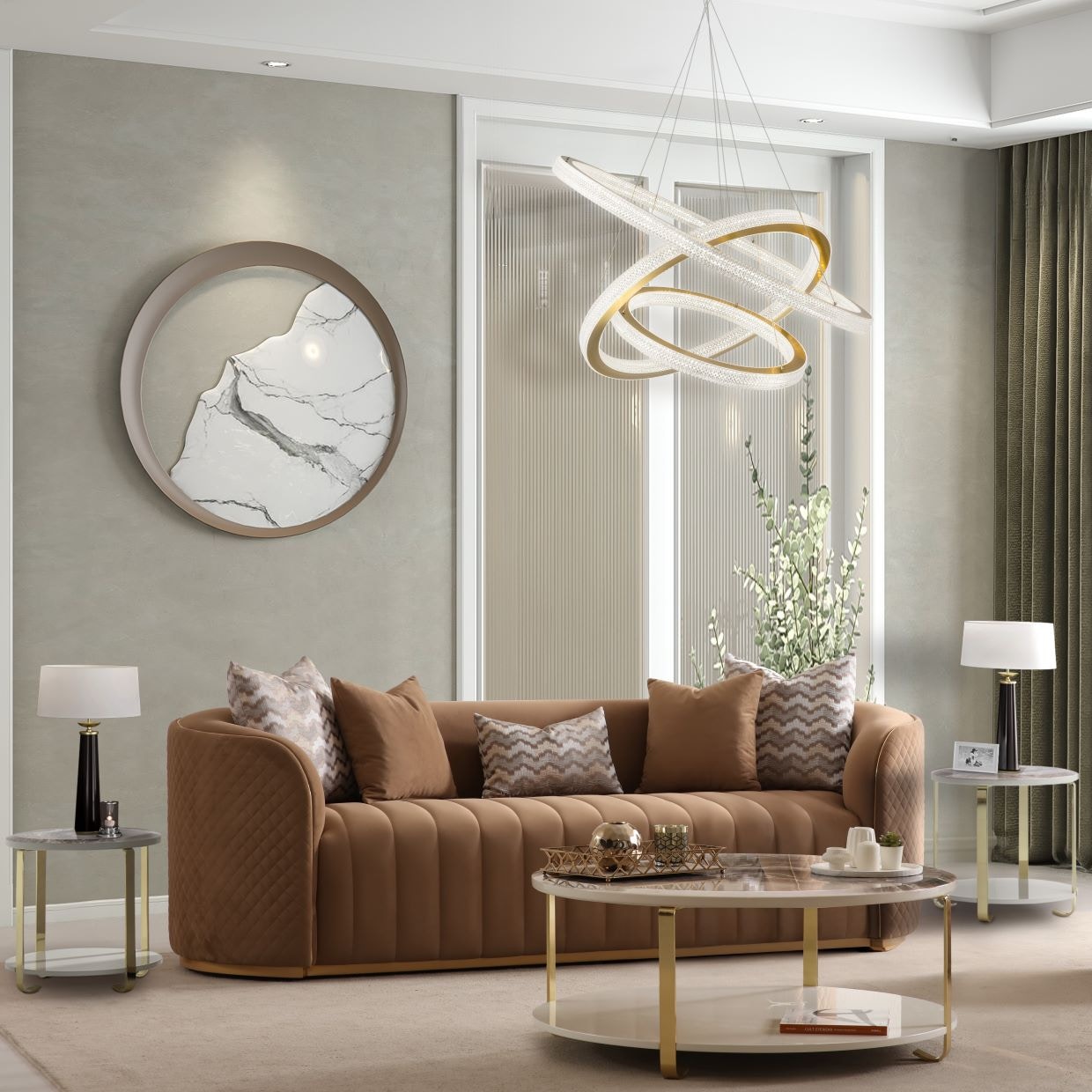 Michael Amini Furniture Ariana Sofa Caramel Gold LFR-ARNA815-CML-806