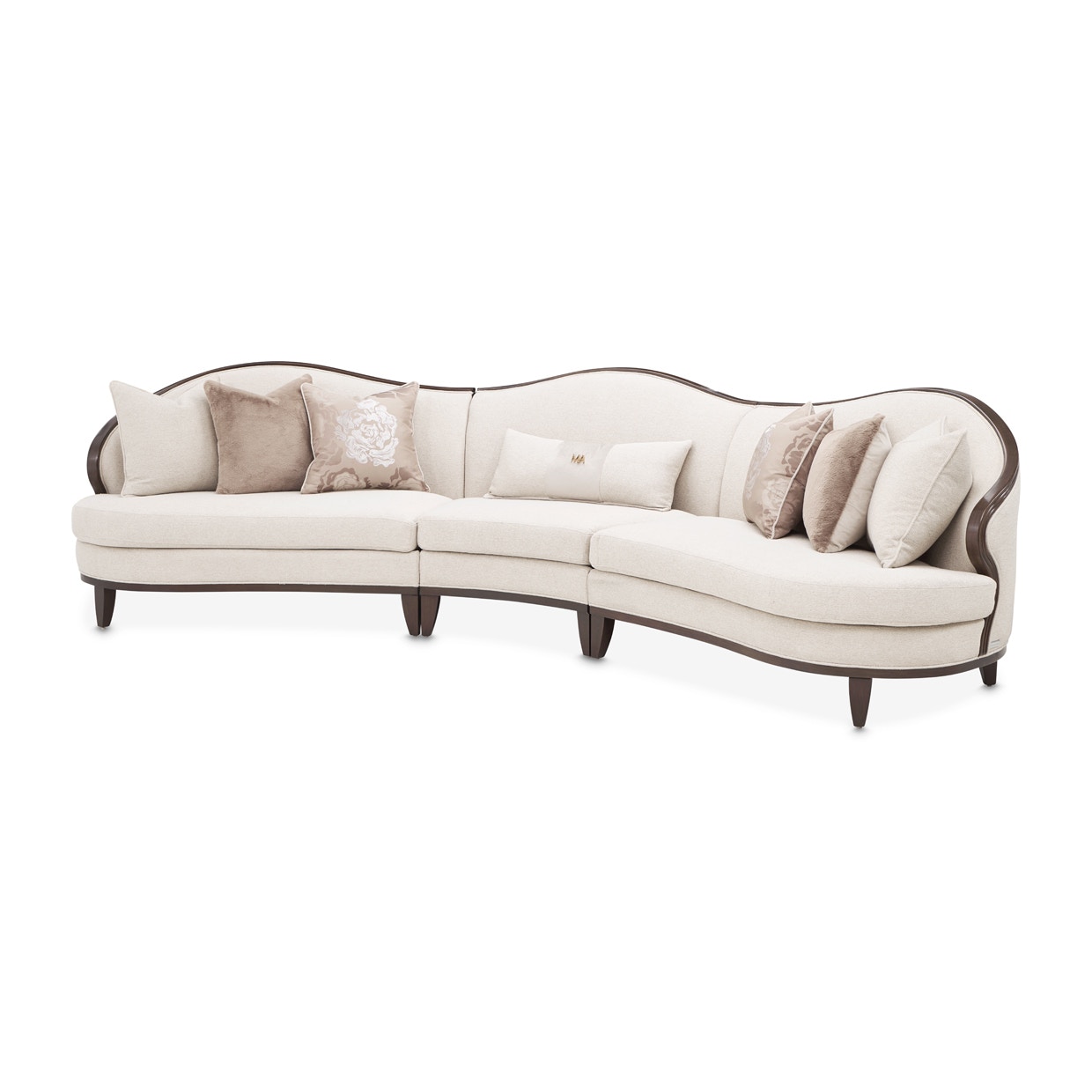 Michael Amini Furniture Camellia Field 3 Piece Sofa Linen Warm Pecan N9090-3PC-LINEN-400