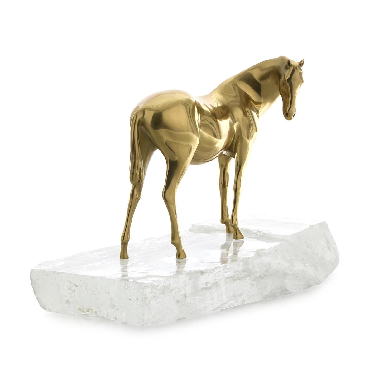 John Richard Brass Horse Sculpture on Selenite JRA-16131