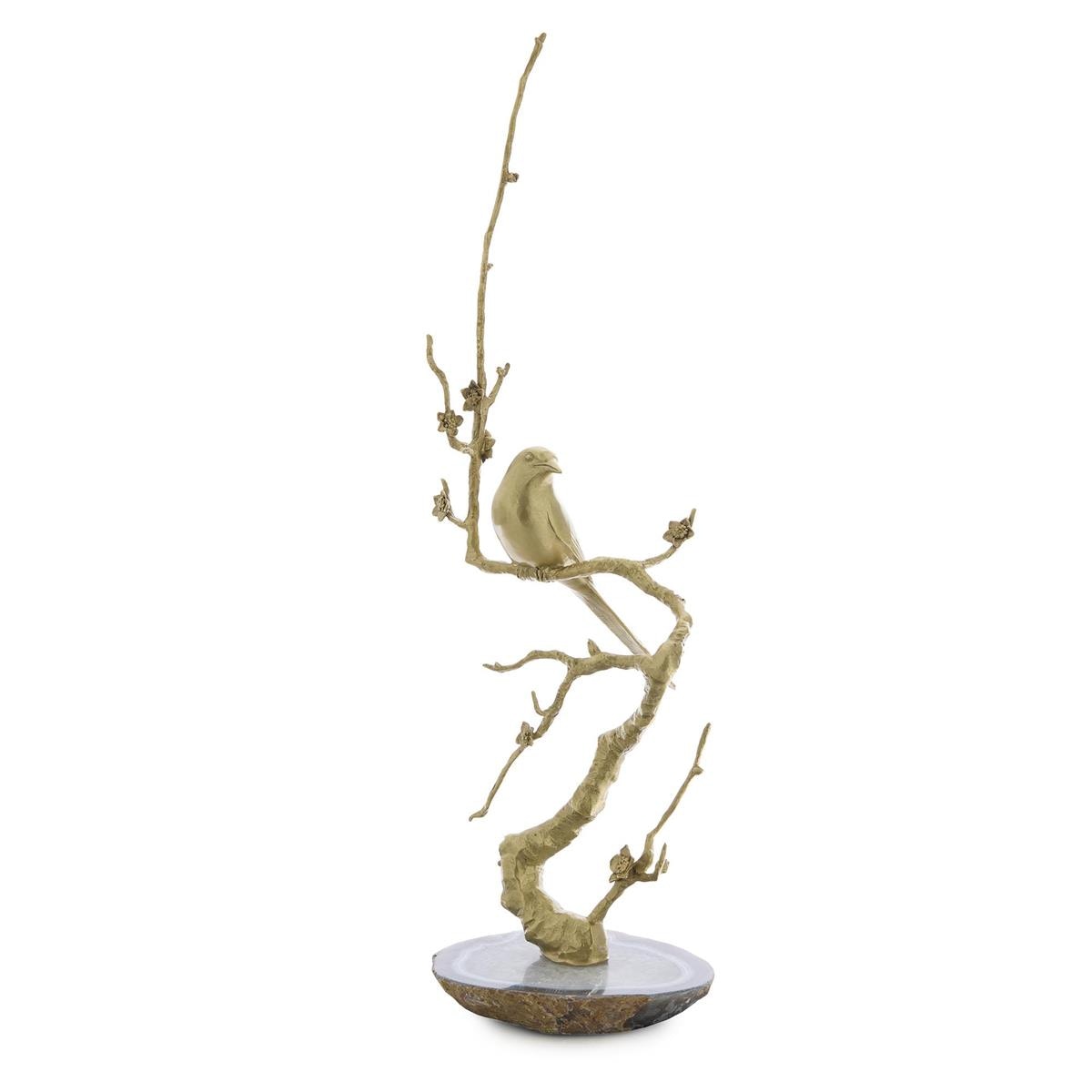 John Richard Perched Brass Bird Sculpture on Agate JRA-16130