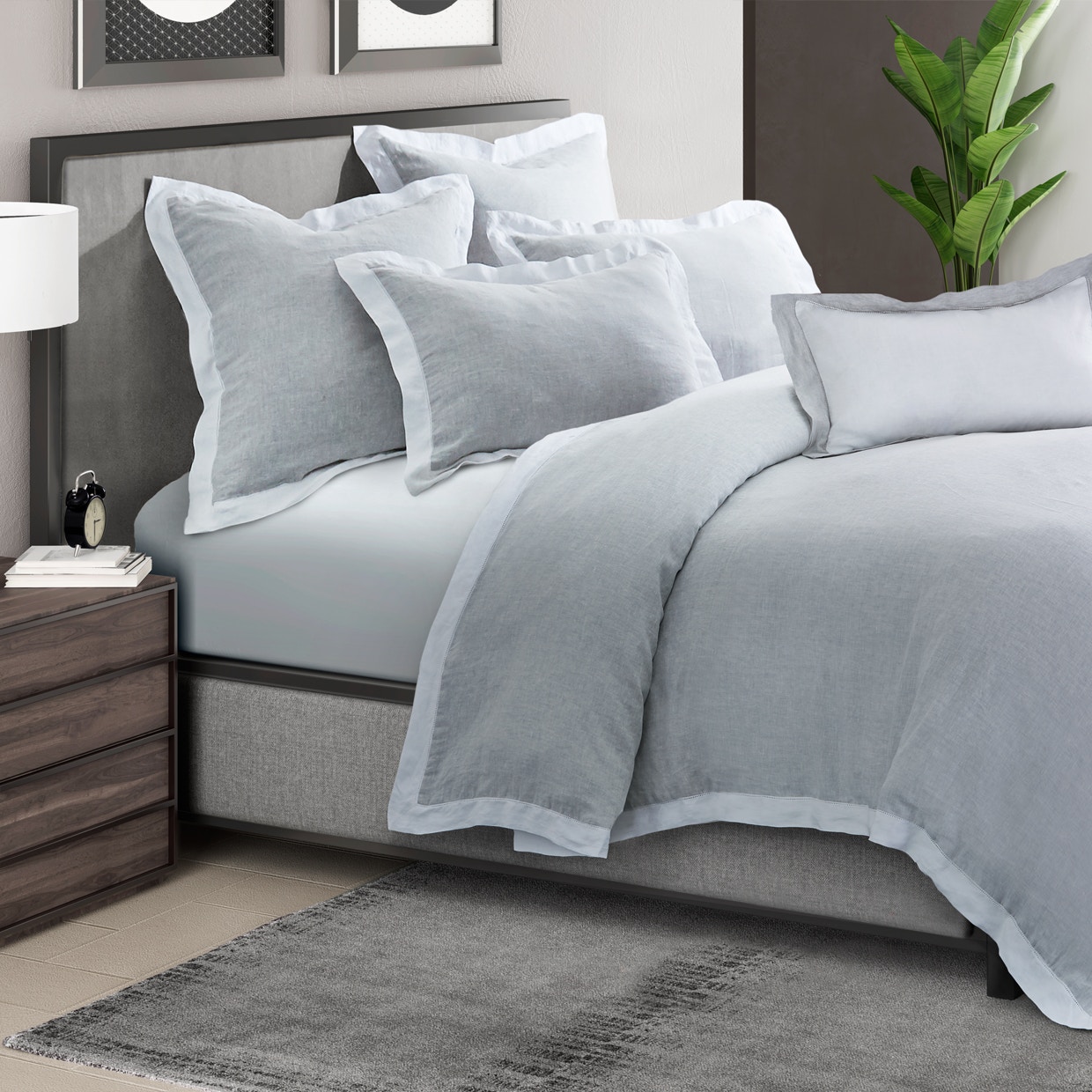 Michael Amini Furniture 7pc King Duvet Set Gray BCS-KD07-ATINA-GRY