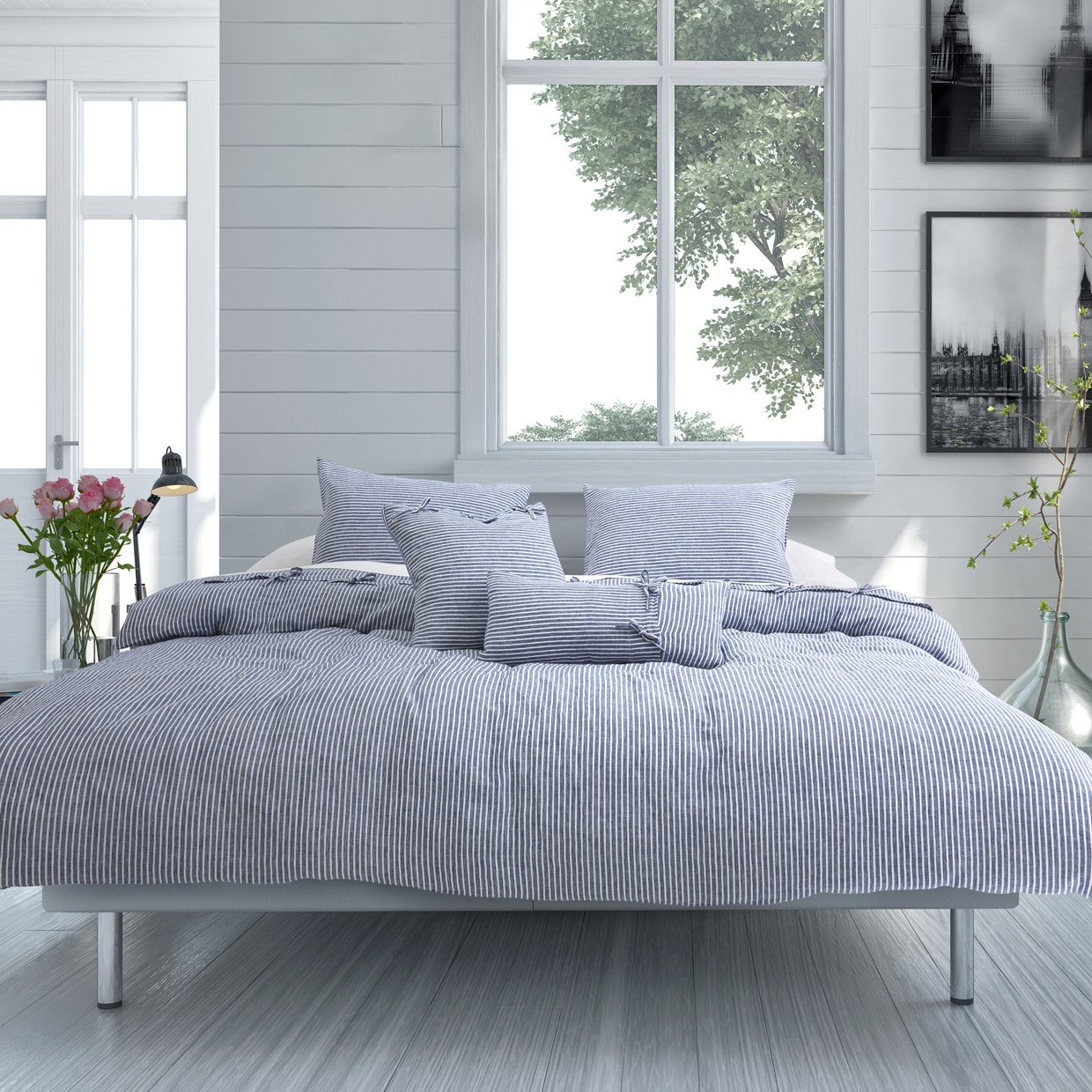 Michael Amini Furniture 5pc King Duvet Set Marine BCS-KD05-GRANT-MRN