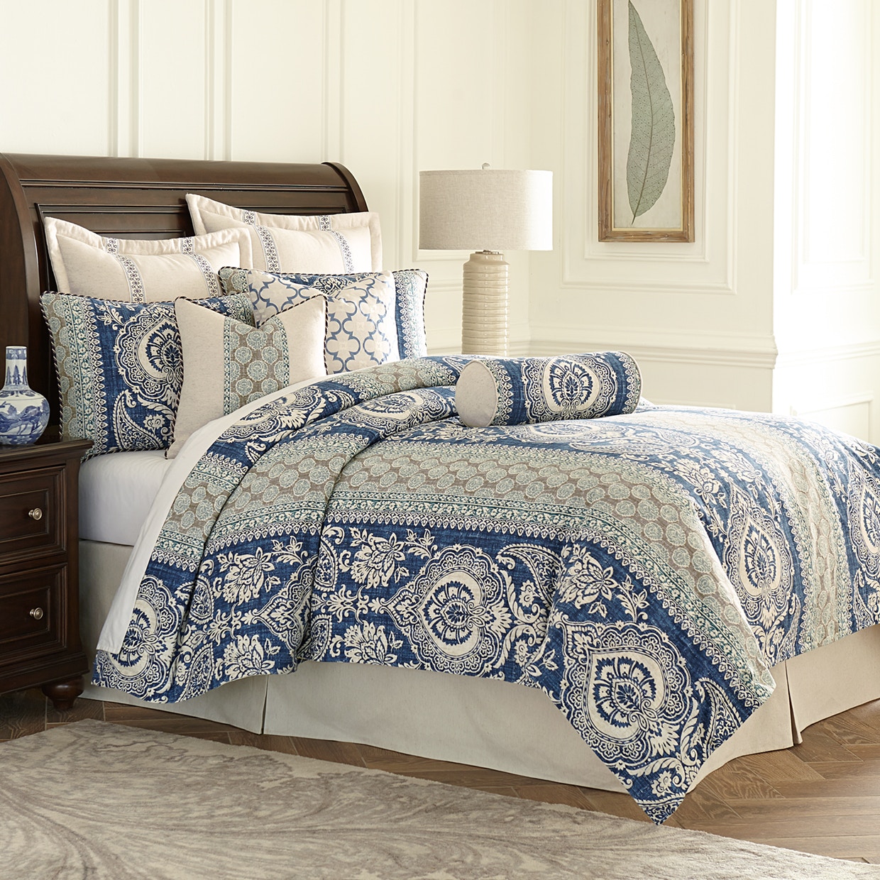 Michael Amini Furniture 9pc Queen Comforter Set Cadet BCS-QS09-LARCH-CAD